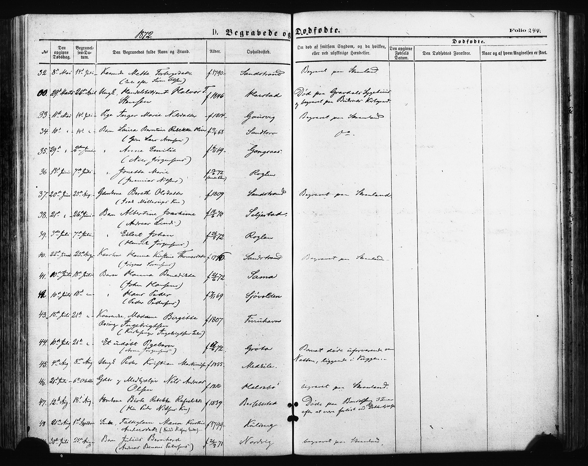 Trondenes sokneprestkontor, AV/SATØ-S-1319/H/Ha/L0013kirke: Parish register (official) no. 13, 1870-1878, p. 244