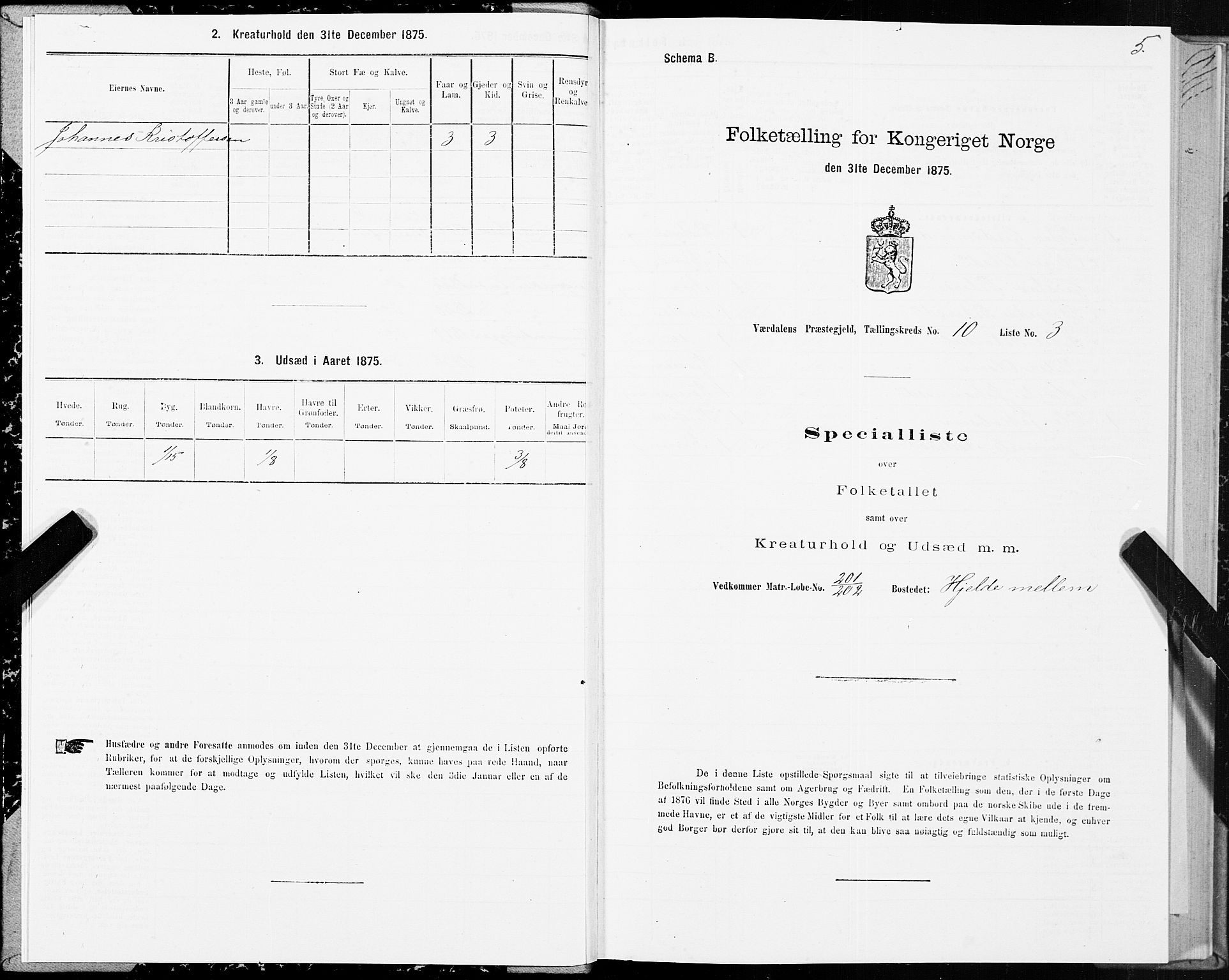 SAT, 1875 census for 1721P Verdal, 1875, p. 6005