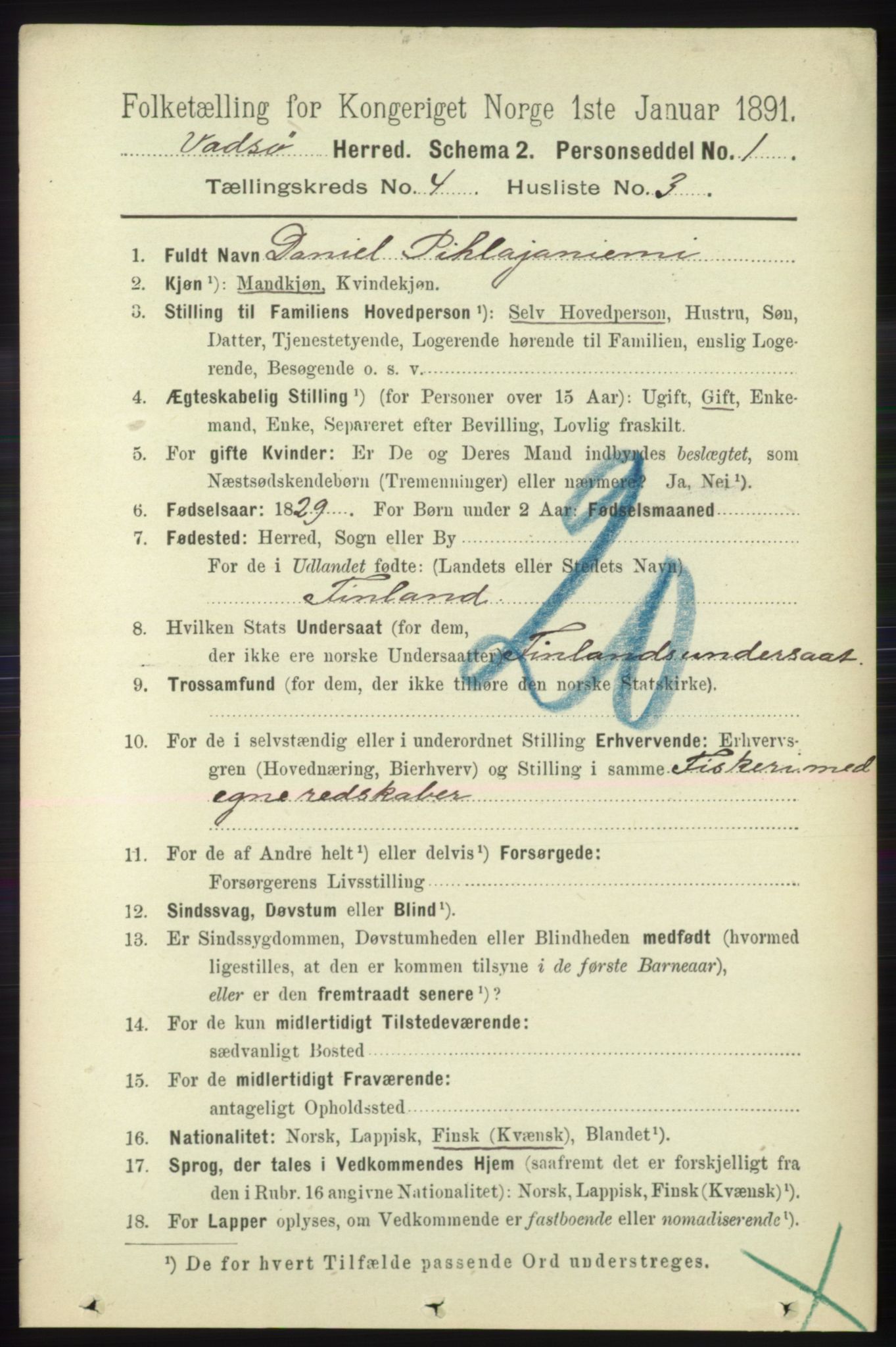 RA, 1891 census for 2029 Vadsø, 1891, p. 1217