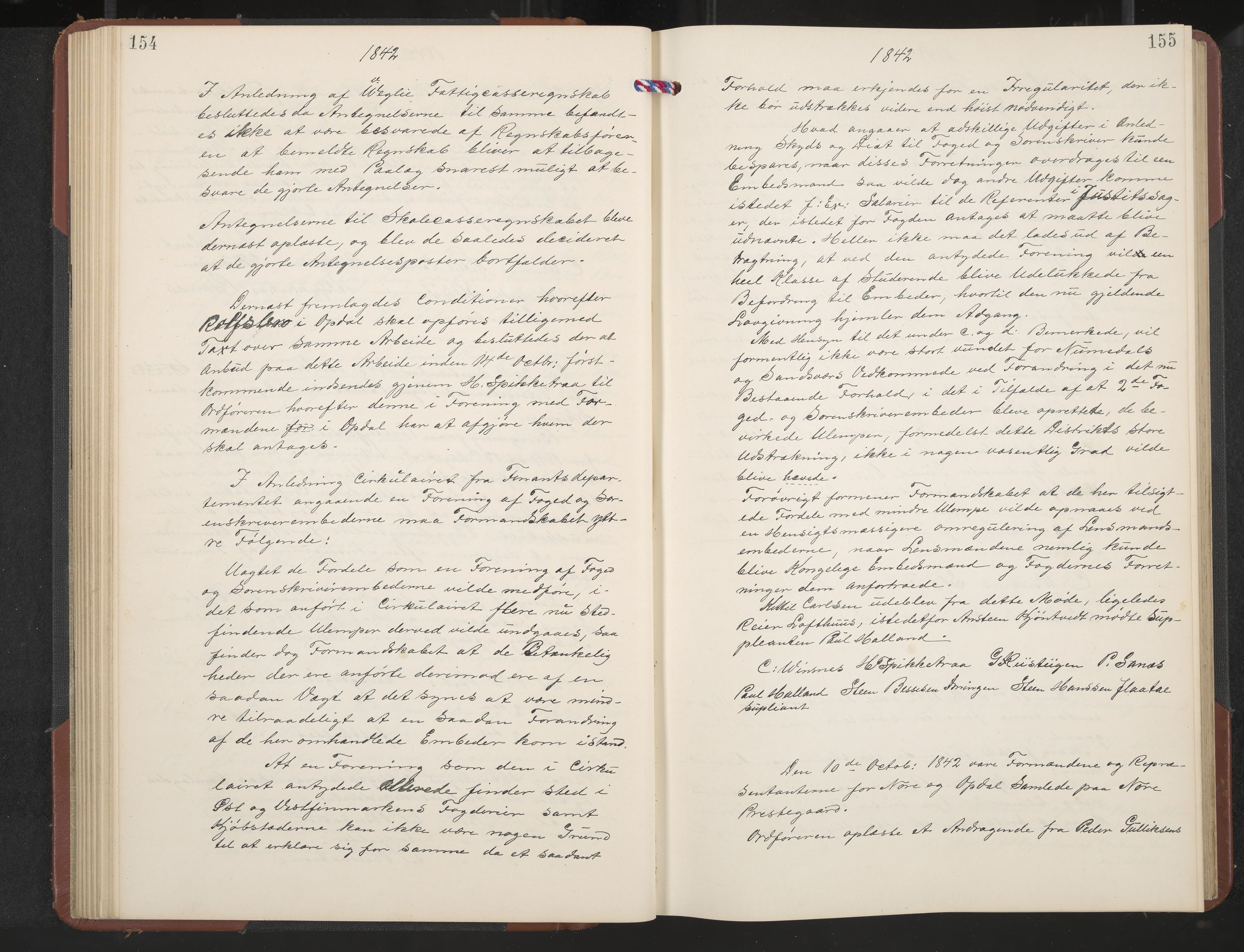 Rollag formannskap og sentraladministrasjon, IKAK/0632021-2/A/Aa/L0001: Møtebok med register, 1837-1859, p. 154-155