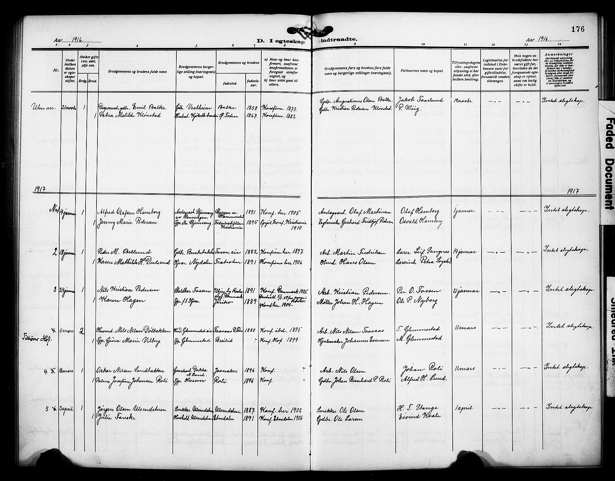 Østre Toten prestekontor, SAH/PREST-104/H/Ha/Hab/L0008: Parish register (copy) no. 8, 1913-1929, p. 176