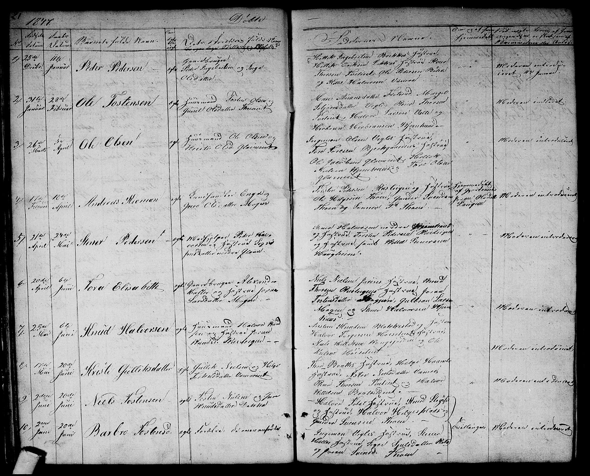 Rollag kirkebøker, SAKO/A-240/G/Gb/L0001: Parish register (copy) no. II 1, 1836-1877, p. 21