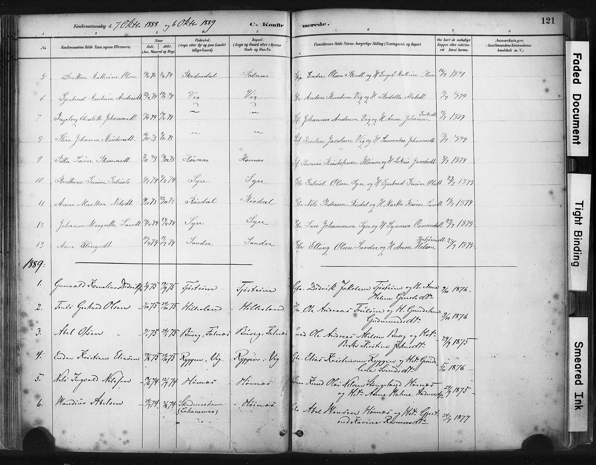 Skudenes sokneprestkontor, SAST/A -101849/H/Ha/Haa/L0009: Parish register (official) no. A 6, 1882-1912, p. 121