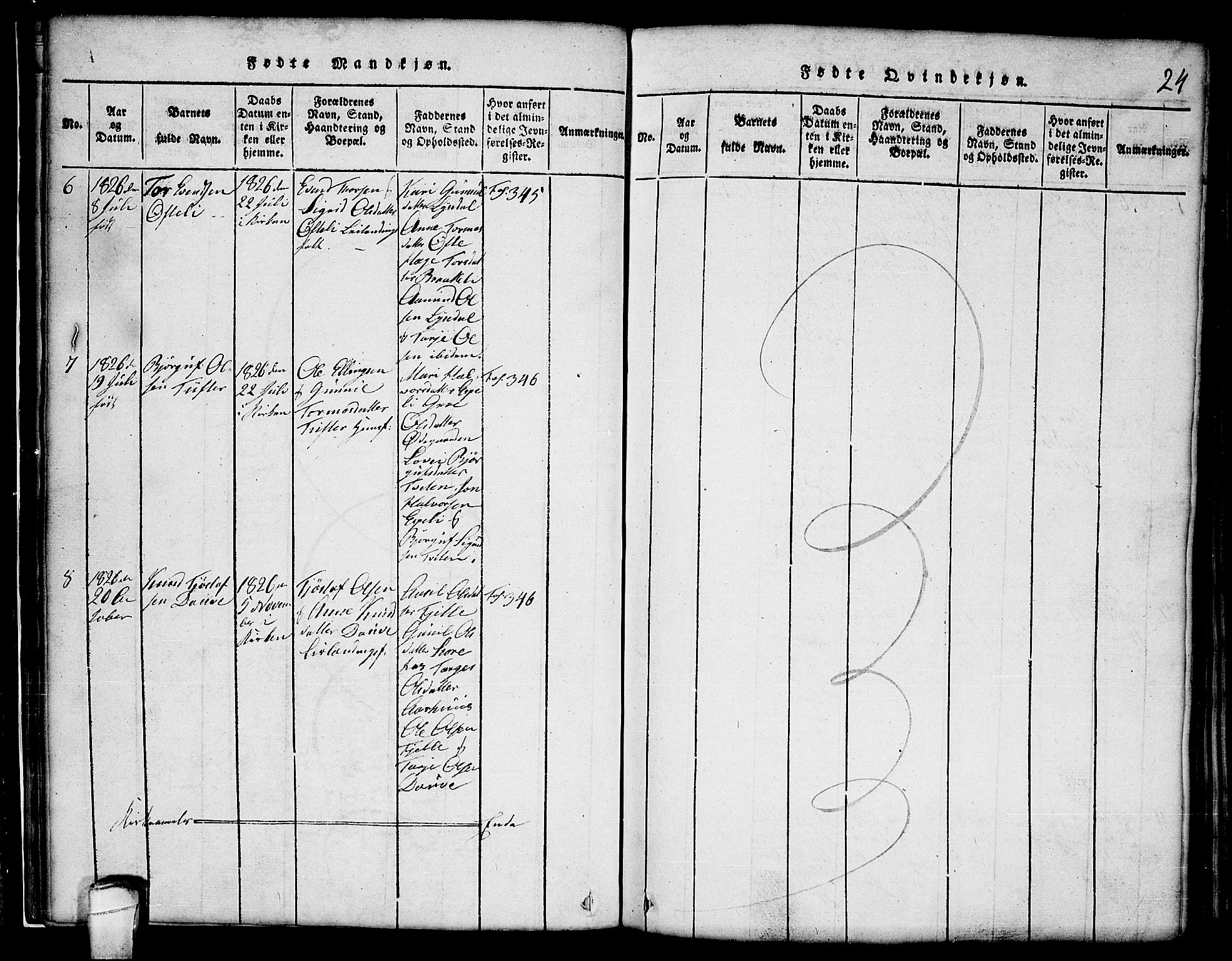 Lårdal kirkebøker, SAKO/A-284/G/Gc/L0001: Parish register (copy) no. III 1, 1815-1854, p. 24