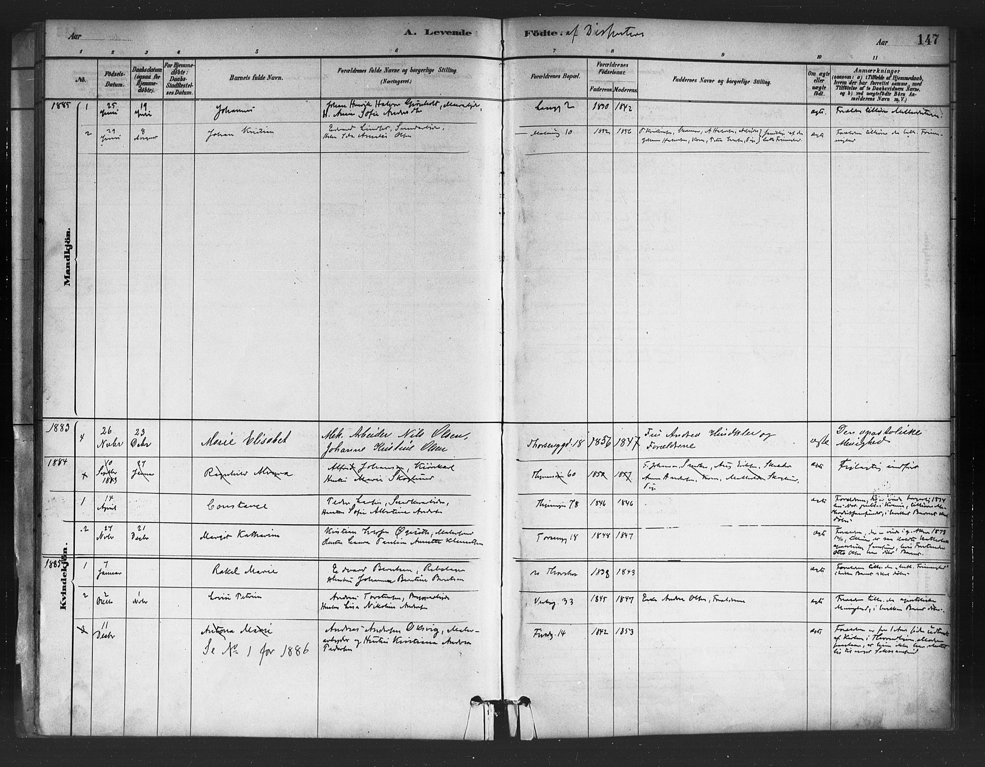 Petrus prestekontor Kirkebøker, SAO/A-10872/F/Fa/L0001: Parish register (official) no. 1, 1880-1887, p. 147