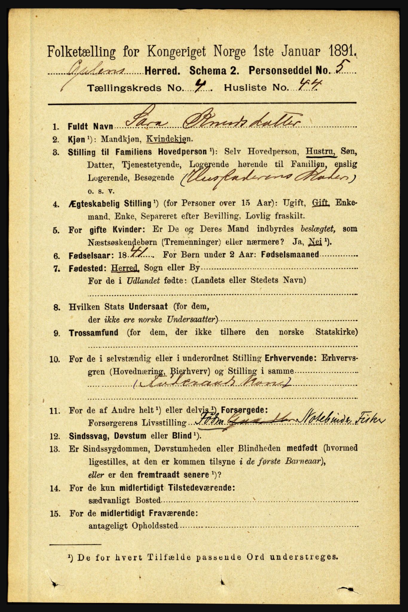 RA, 1891 census for 1411 Gulen, 1891, p. 1536