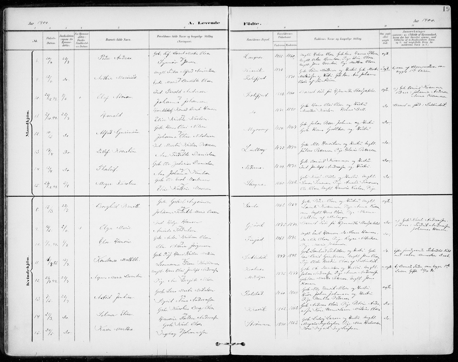 Lenvik sokneprestembete, AV/SATØ-S-1310/H/Ha/Haa/L0014kirke: Parish register (official) no. 14, 1899-1909, p. 19