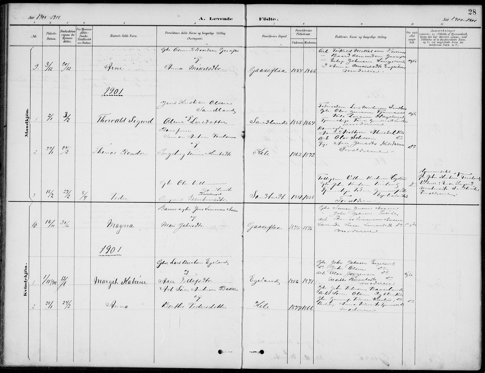 Vennesla sokneprestkontor, AV/SAK-1111-0045/Fb/Fba/L0003: Parish register (copy) no. B 3, 1890-1919, p. 28