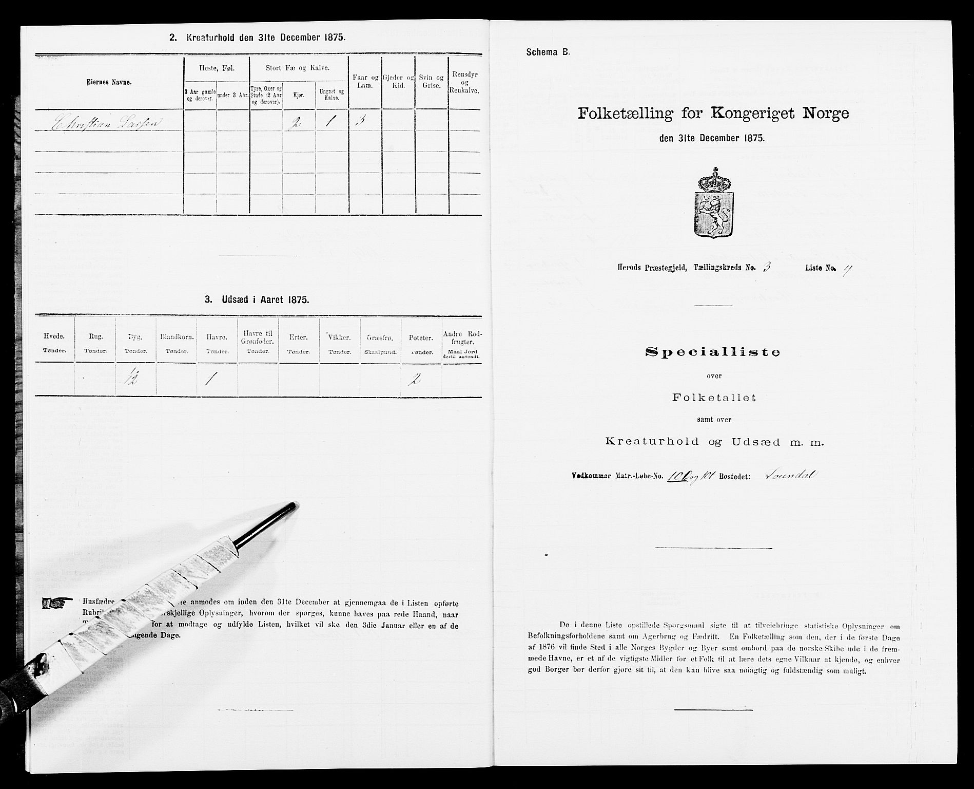 SAK, 1875 census for 1039P Herad, 1875, p. 336