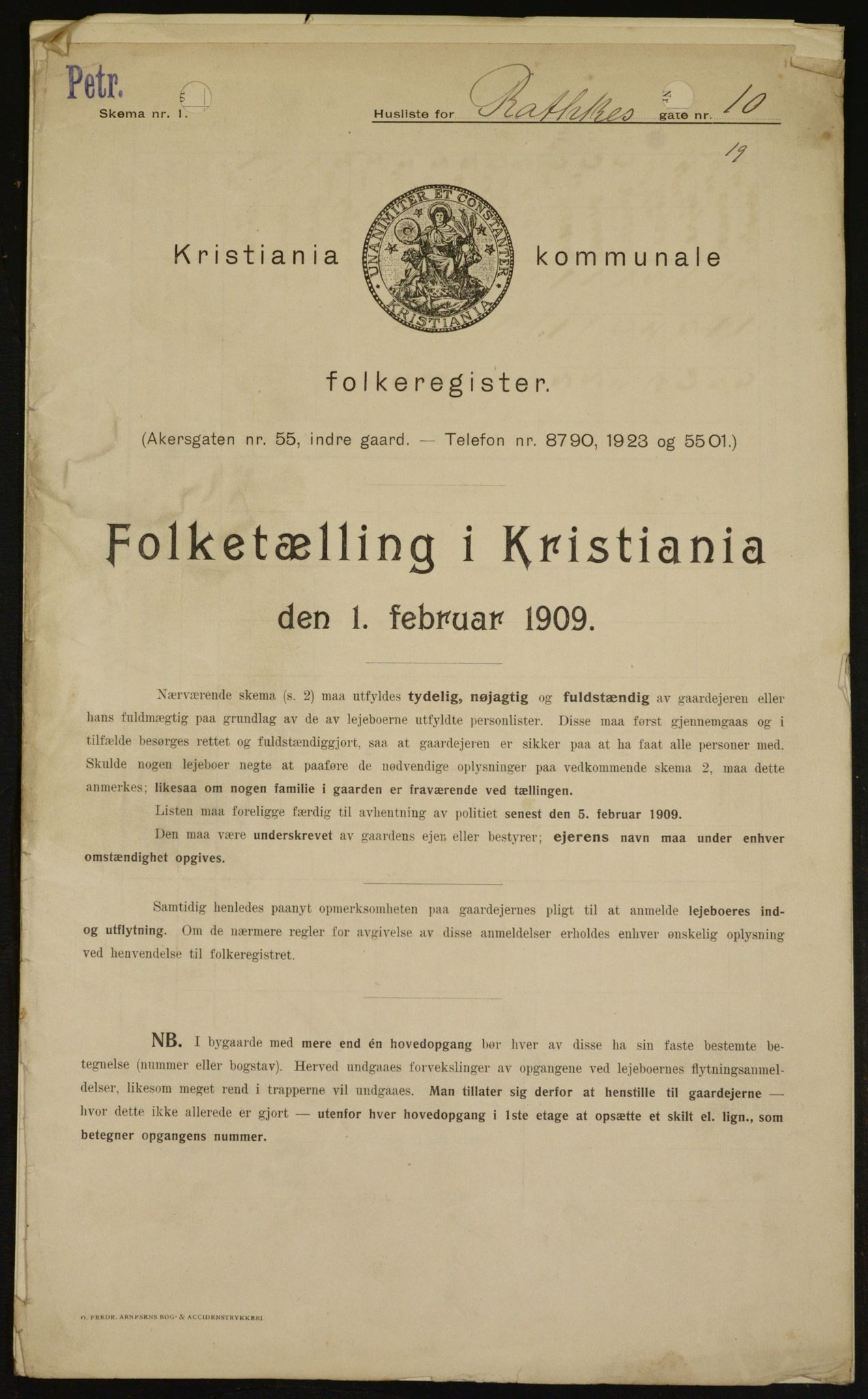 OBA, Municipal Census 1909 for Kristiania, 1909, p. 74660