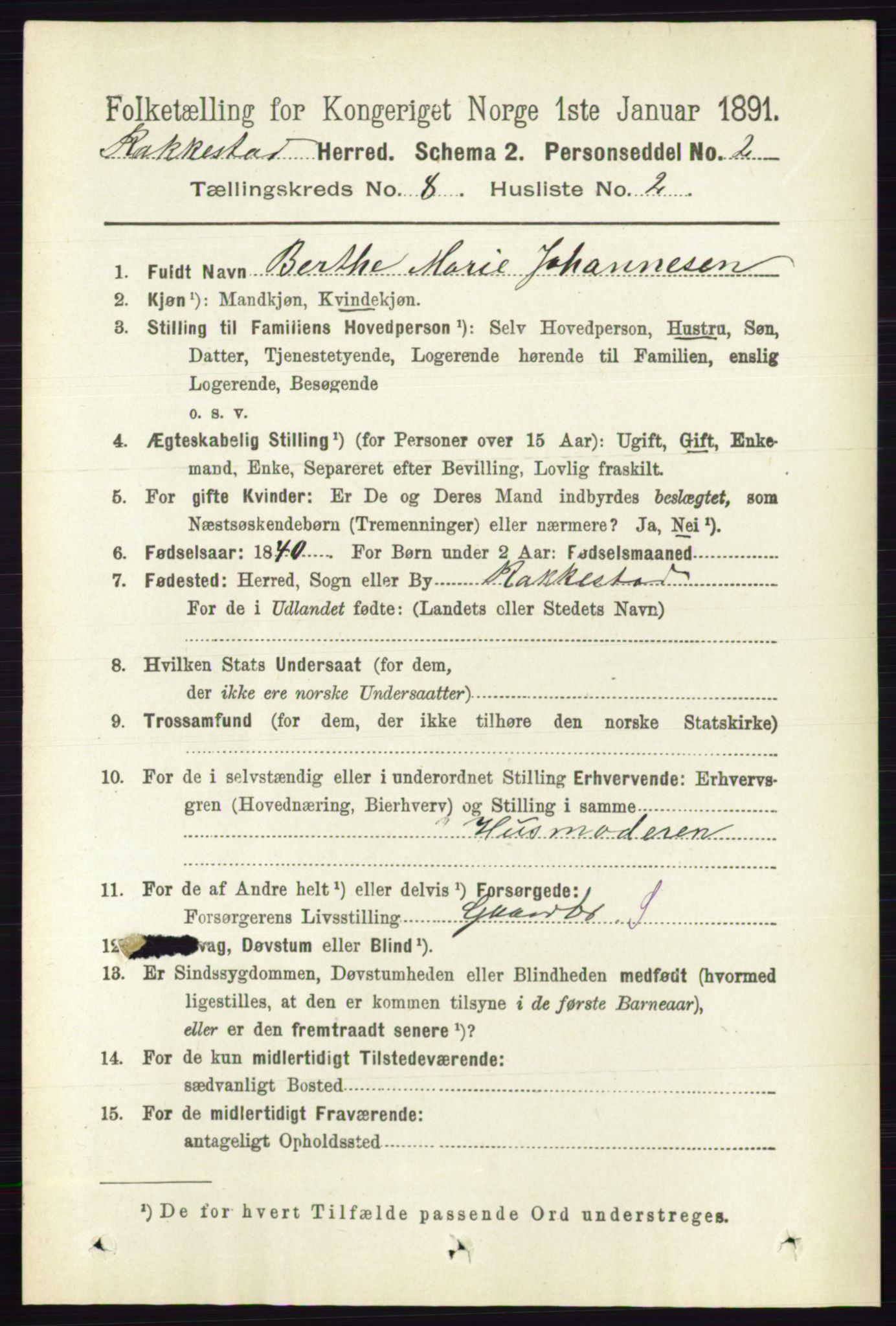 RA, 1891 census for 0128 Rakkestad, 1891, p. 3636