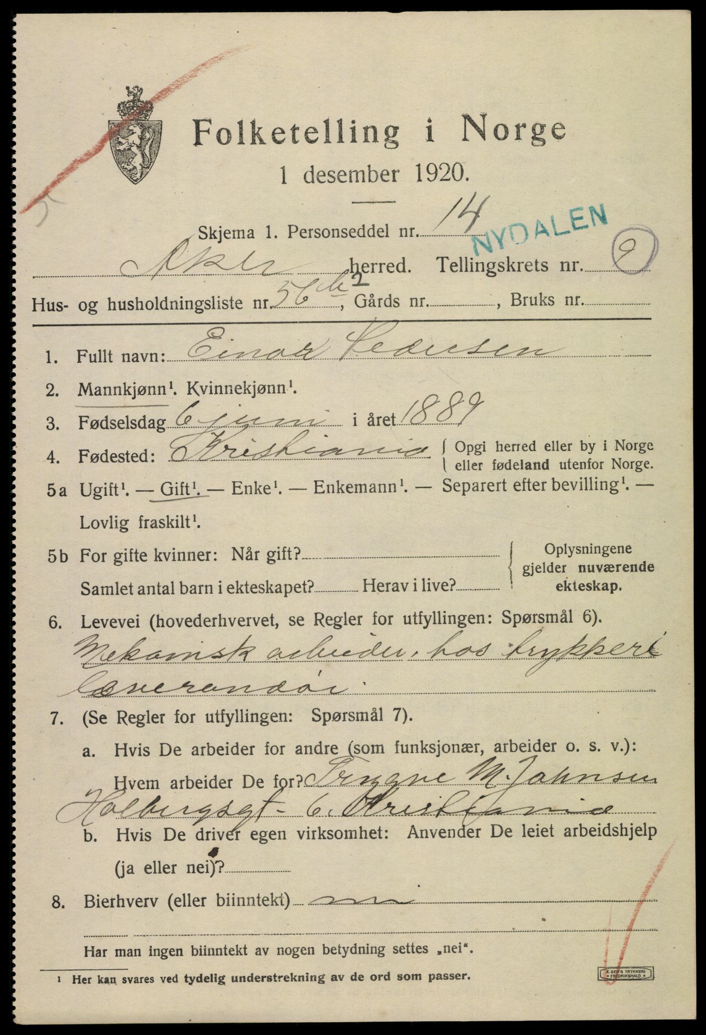 SAO, 1920 census for Aker, 1920, p. 62308