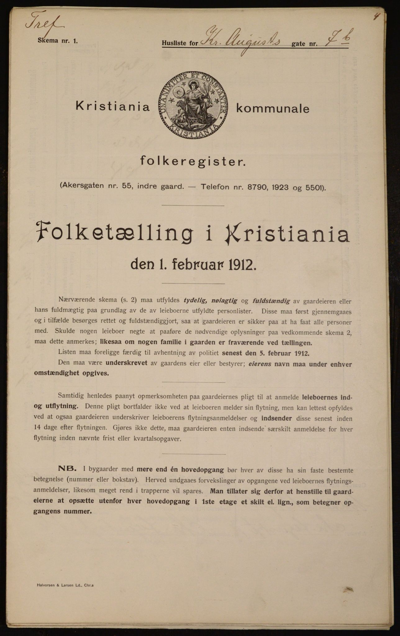 OBA, Municipal Census 1912 for Kristiania, 1912, p. 54234