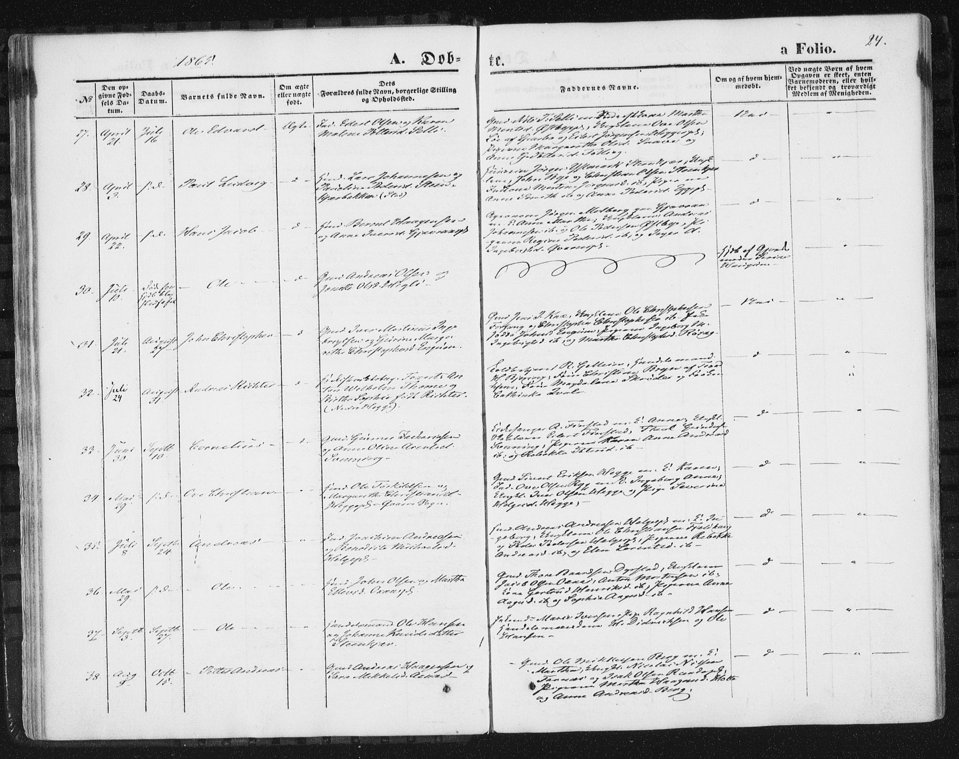Ministerialprotokoller, klokkerbøker og fødselsregistre - Nord-Trøndelag, SAT/A-1458/746/L0447: Parish register (official) no. 746A06, 1860-1877, p. 24