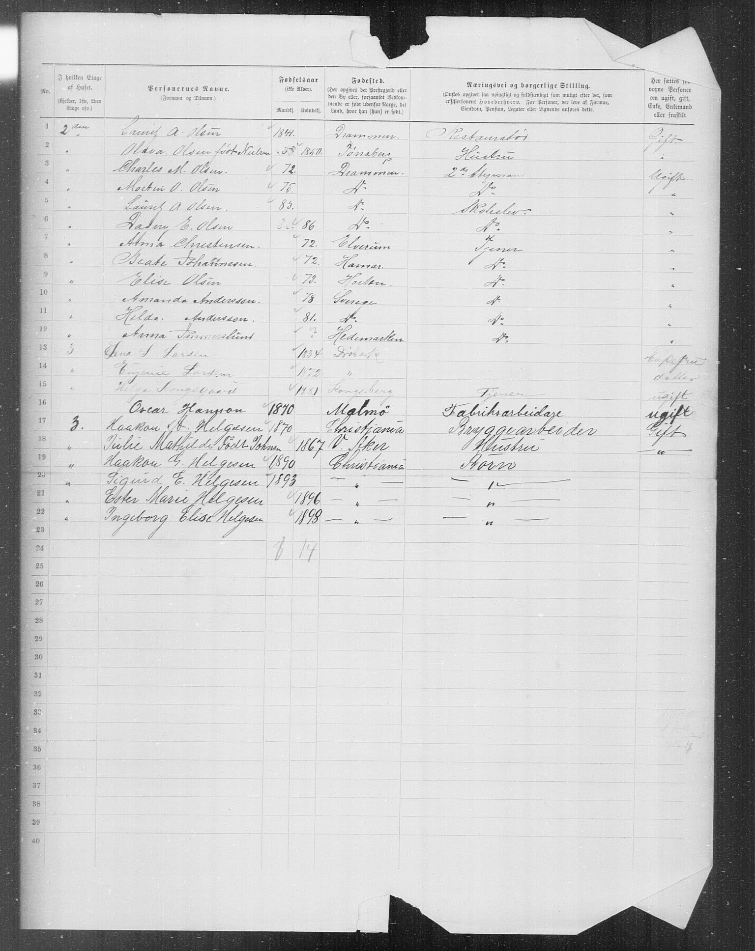 OBA, Municipal Census 1899 for Kristiania, 1899, p. 7560