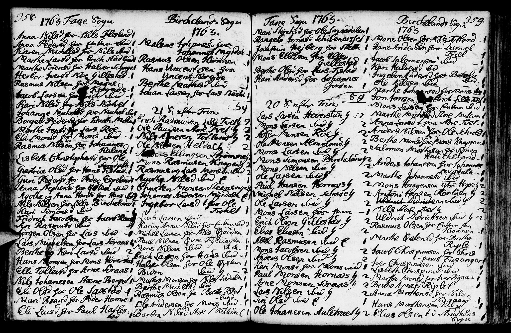 Fana Sokneprestembete, AV/SAB-A-75101/H/Haa/Haaa/L0004: Parish register (official) no. A 4, 1757-1774, p. 358-359