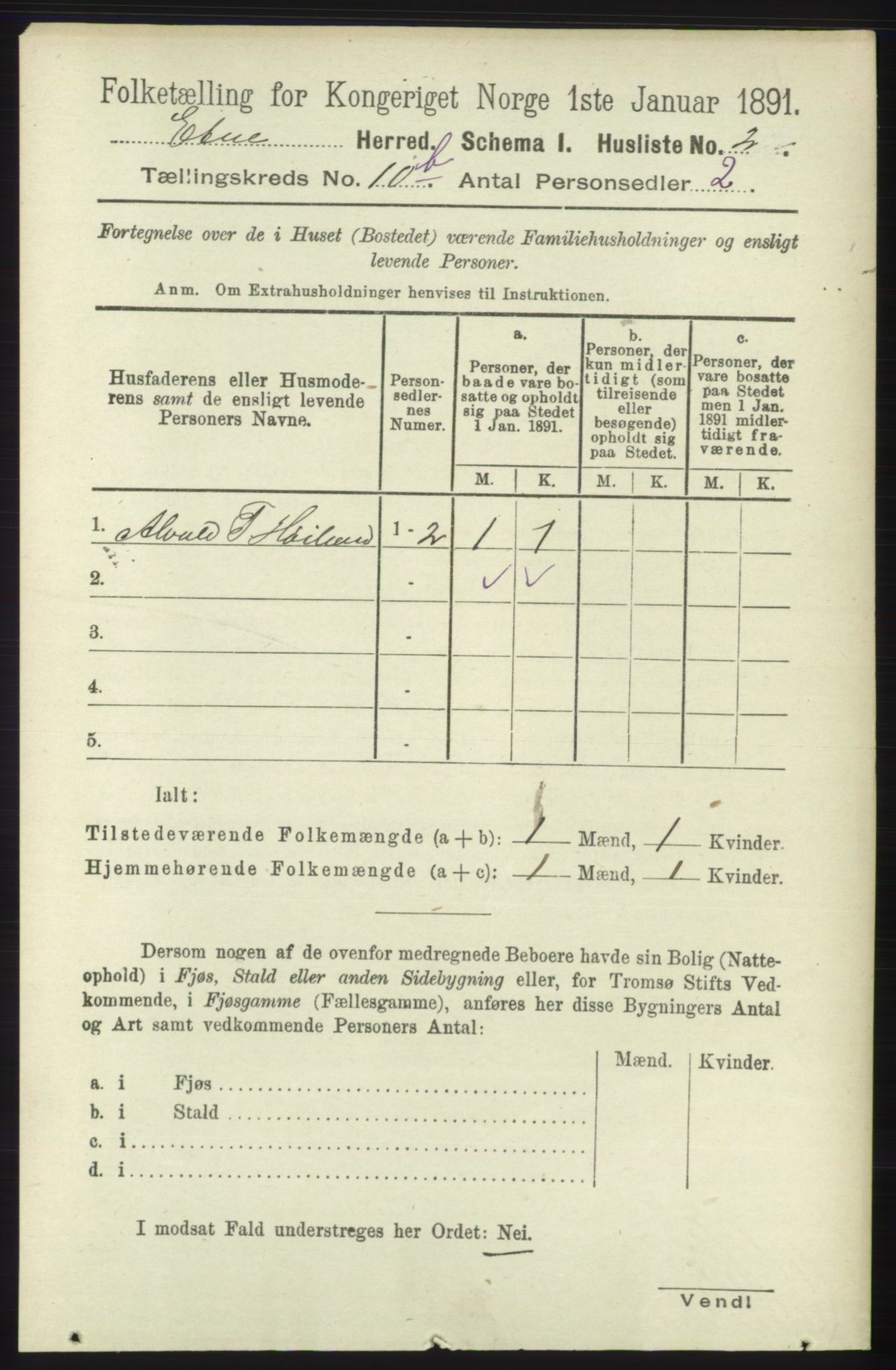 RA, 1891 census for 1211 Etne, 1891, p. 1954