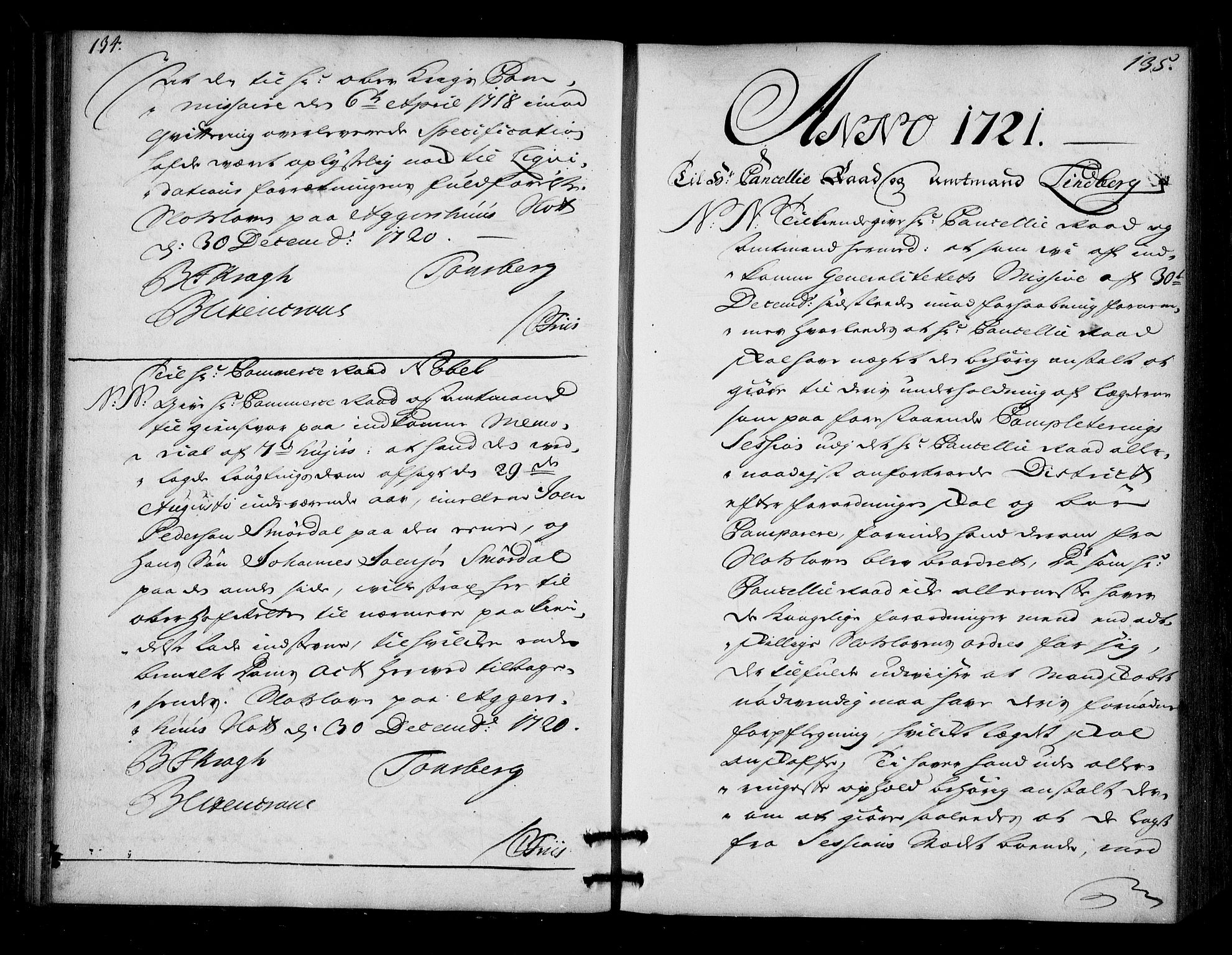 Stattholderembetet 1572-1771, AV/RA-EA-2870/Bd/L0013: Ordreprotokoll, 1720-1722, p. 134-135