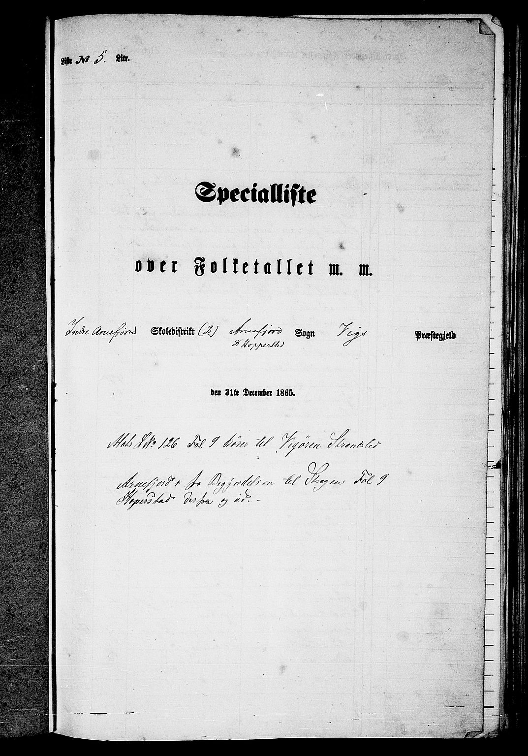 RA, 1865 census for Vik, 1865, p. 95