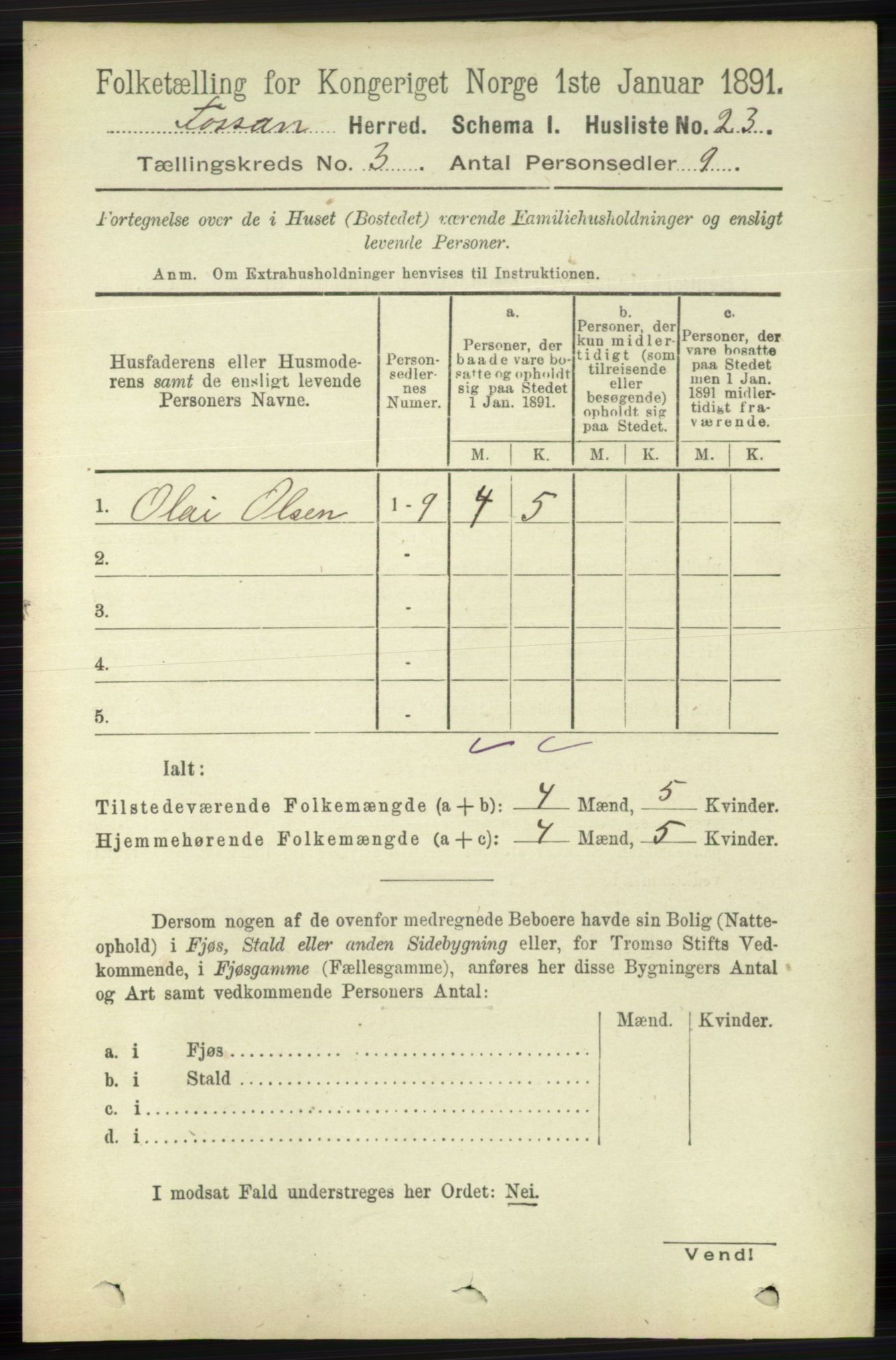 RA, 1891 census for 1129 Forsand, 1891, p. 321