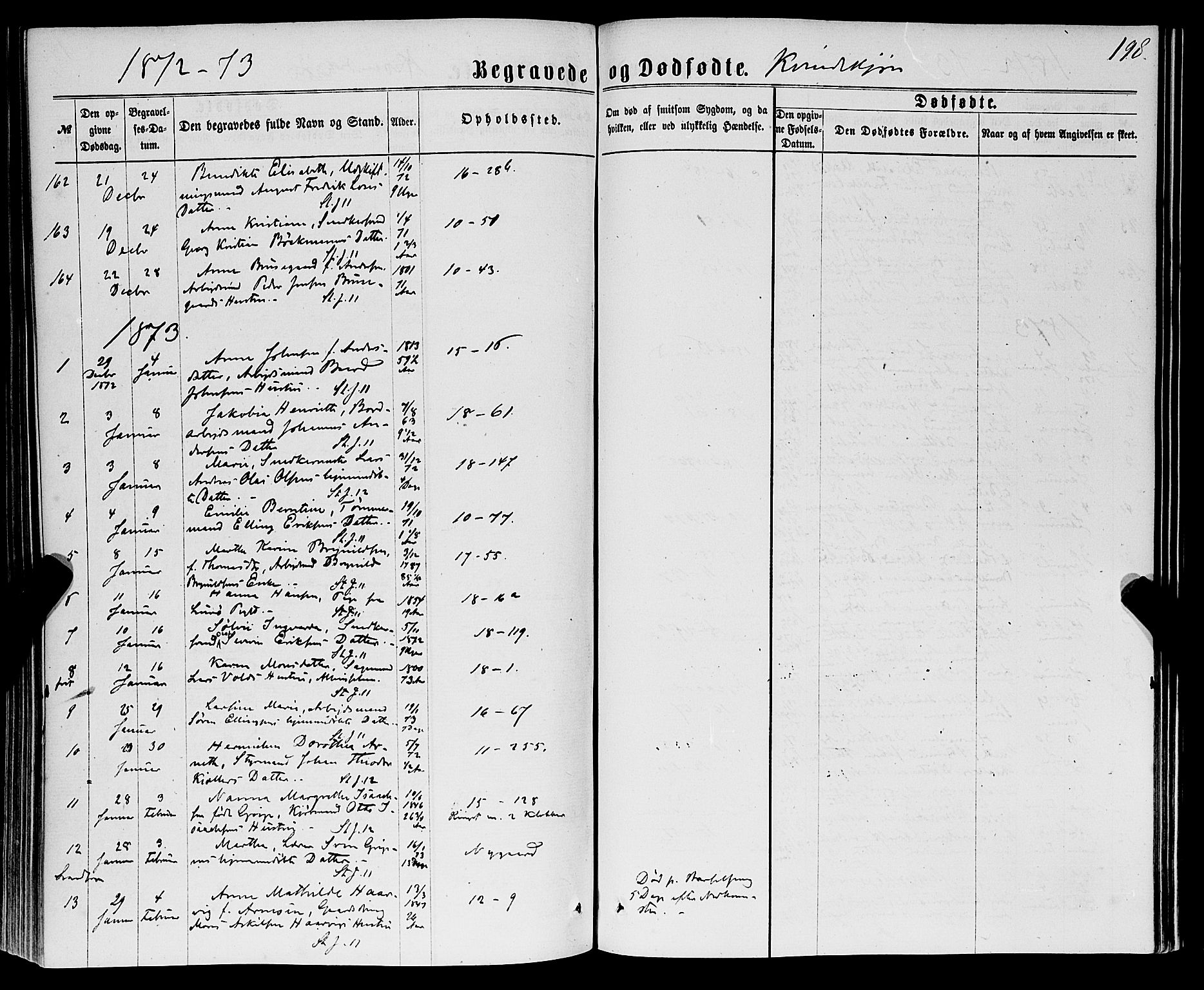 Domkirken sokneprestembete, SAB/A-74801/H/Haa/L0042: Parish register (official) no. E 3, 1863-1876, p. 198