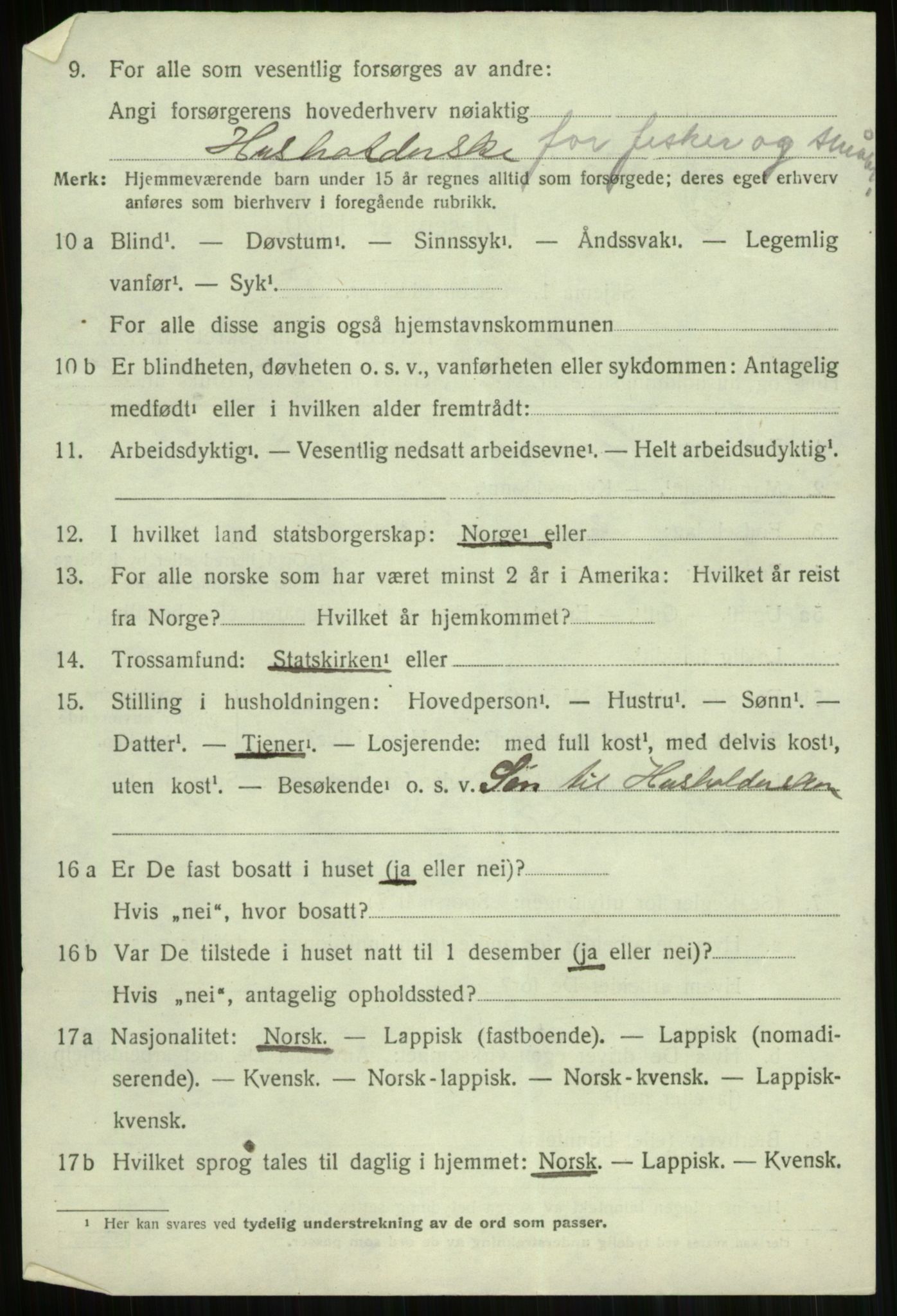 SATØ, 1920 census for Lyngen, 1920, p. 13260