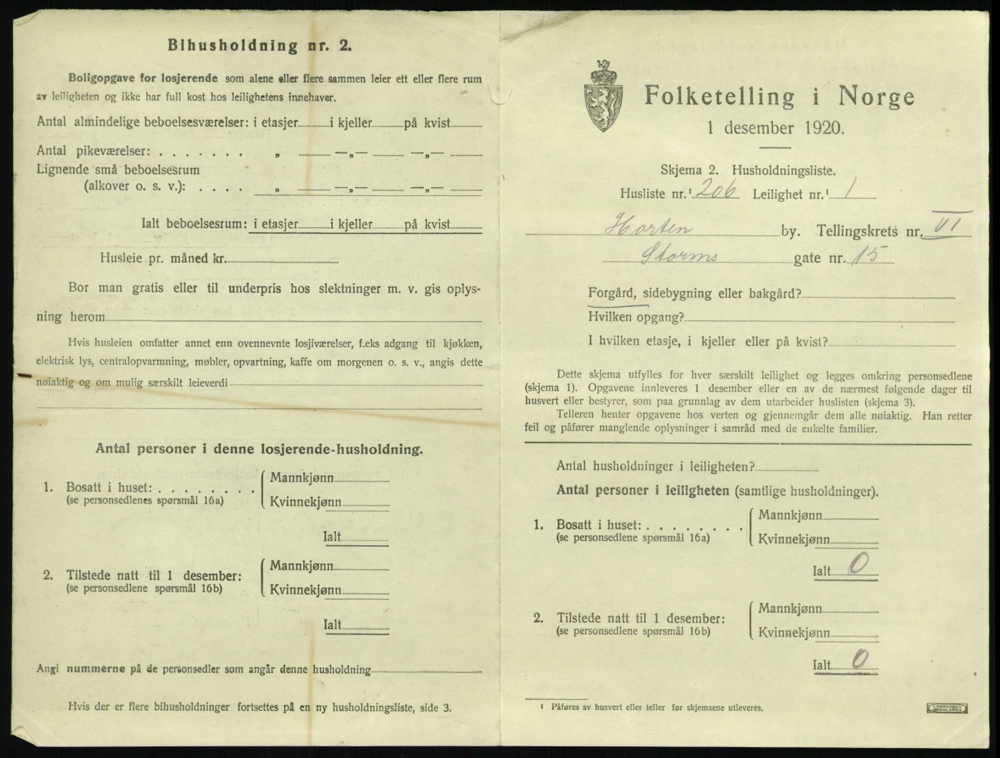 SAKO, 1920 census for Horten, 1920, p. 7181