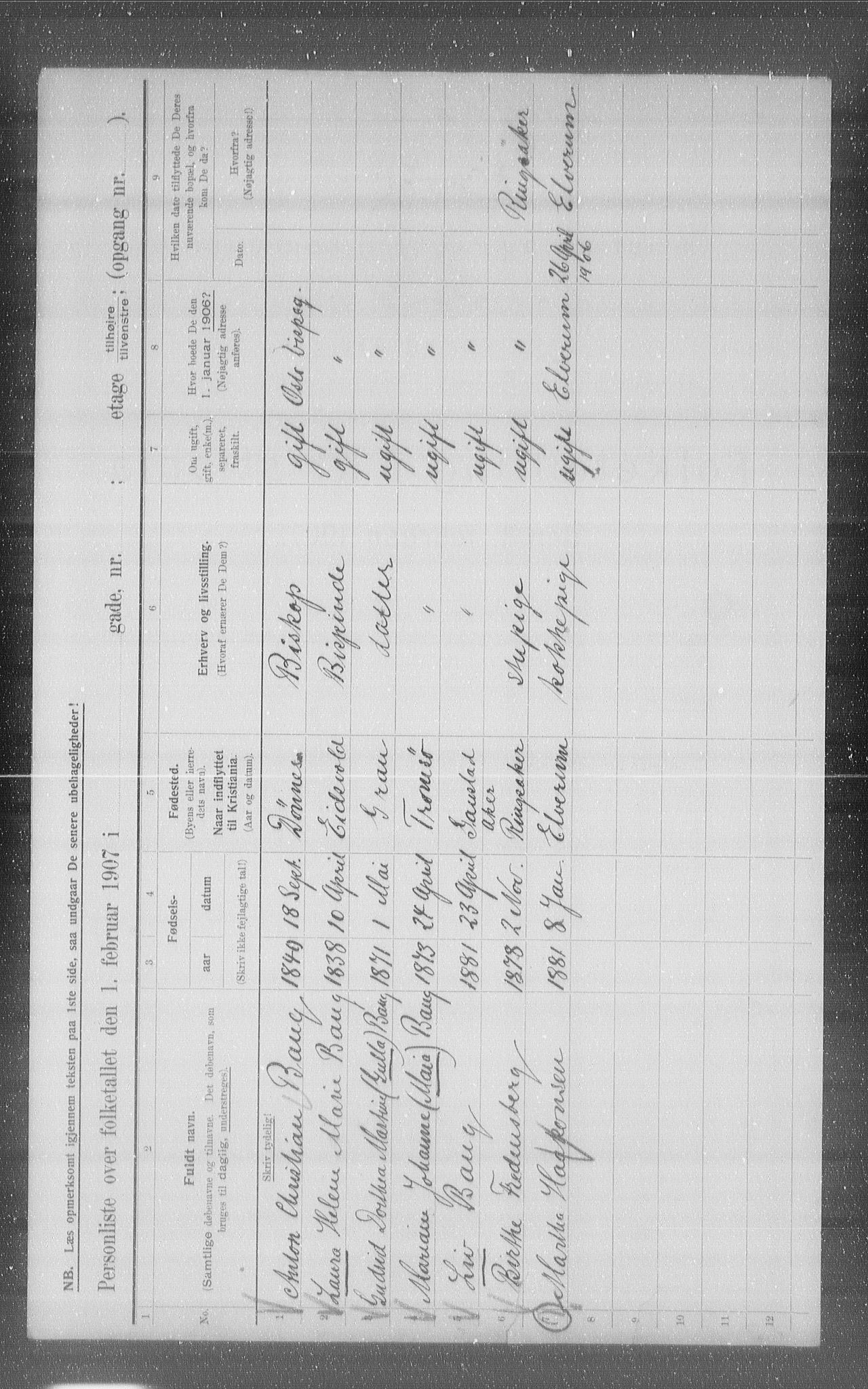 OBA, Municipal Census 1907 for Kristiania, 1907, p. 44992