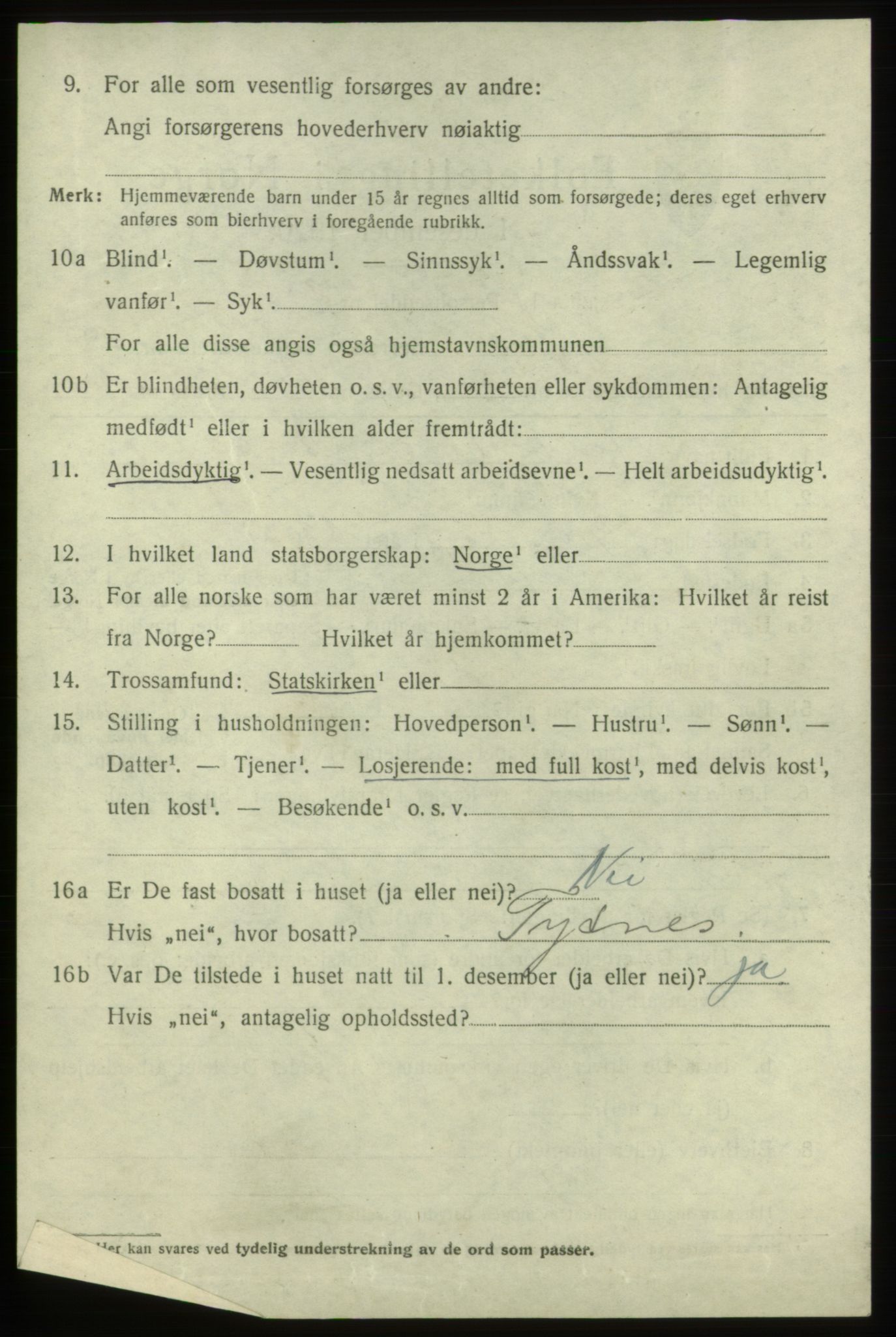 SAB, 1920 census for Fitjar, 1920, p. 5709