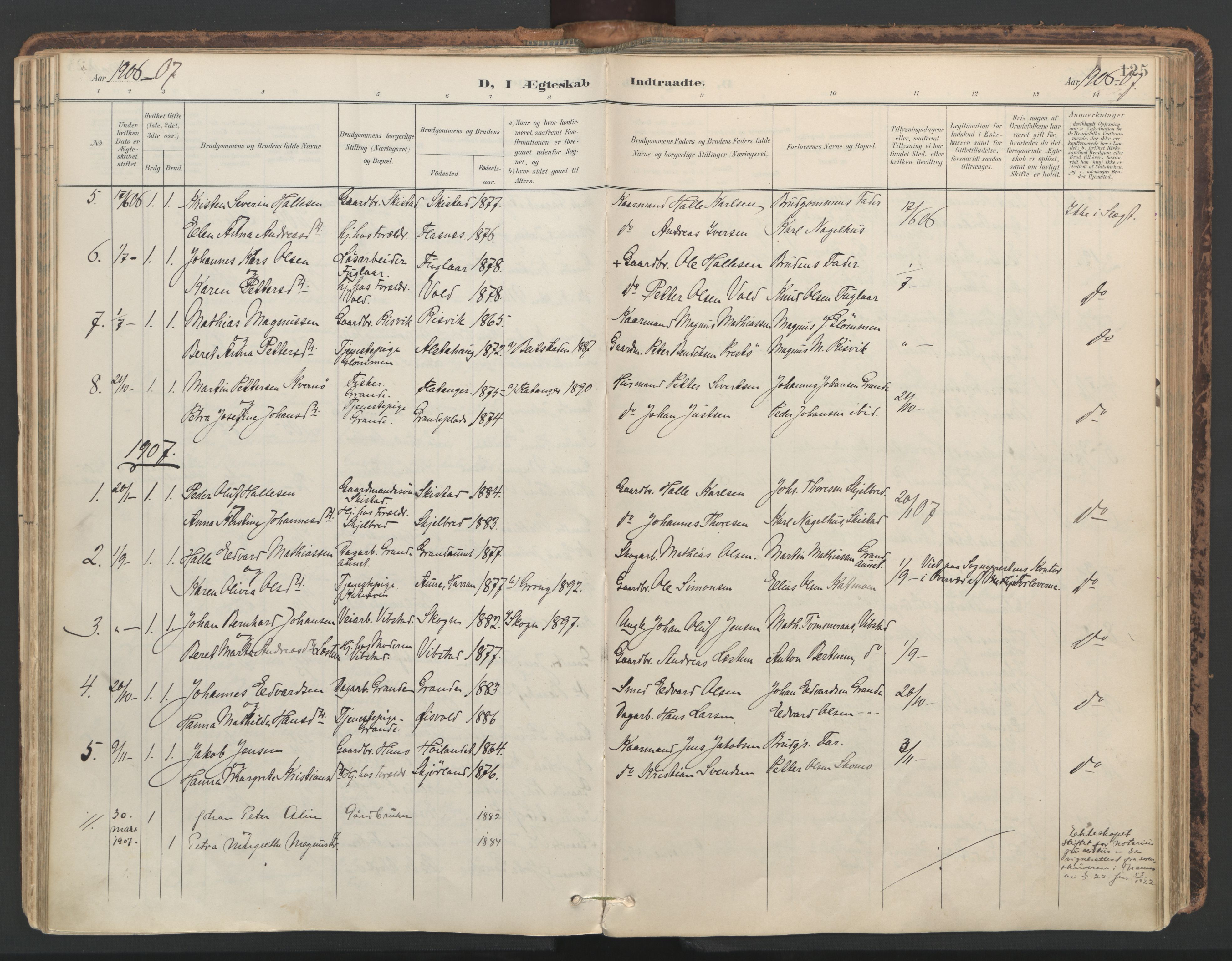 Ministerialprotokoller, klokkerbøker og fødselsregistre - Nord-Trøndelag, SAT/A-1458/764/L0556: Parish register (official) no. 764A11, 1897-1924, p. 125