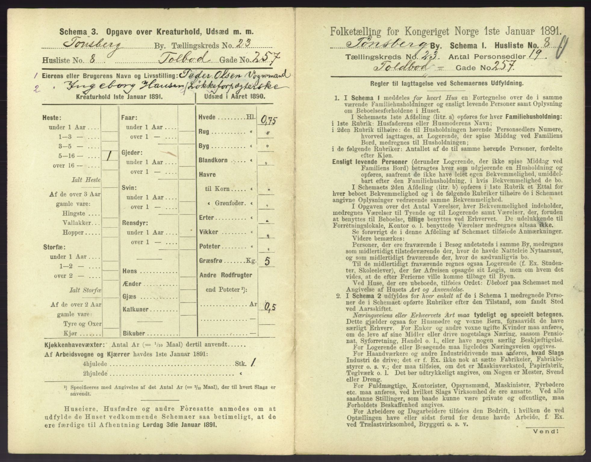 RA, 1891 census for 0705 Tønsberg, 1891, p. 758