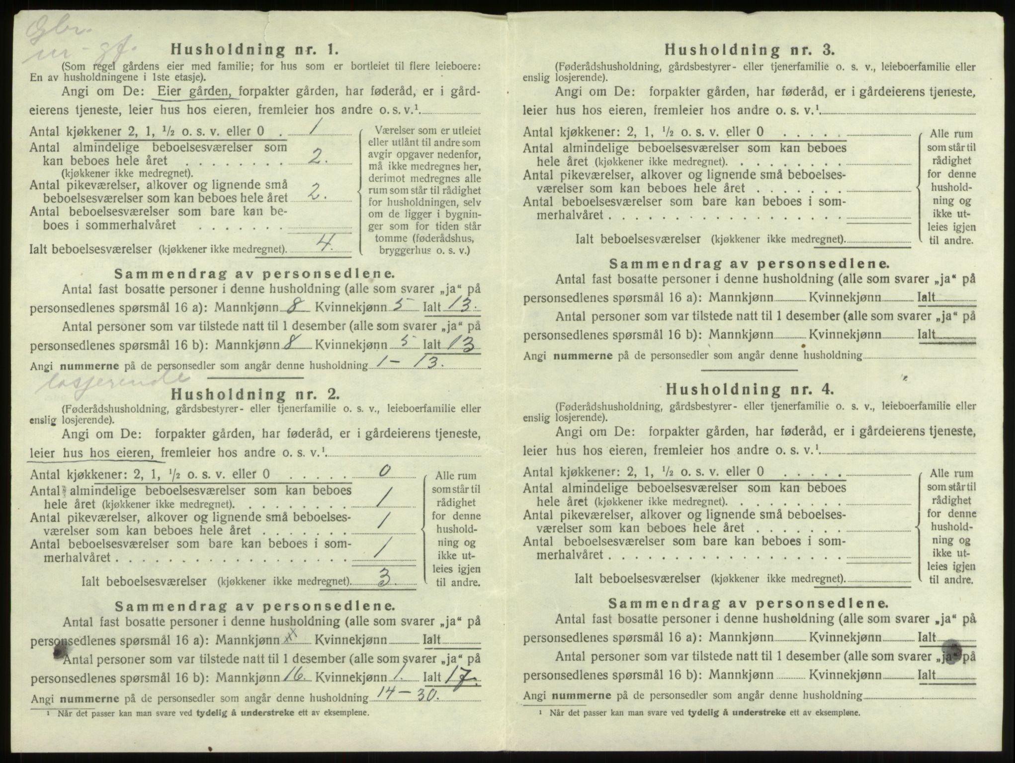 SAB, 1920 census for Innvik, 1920, p. 229