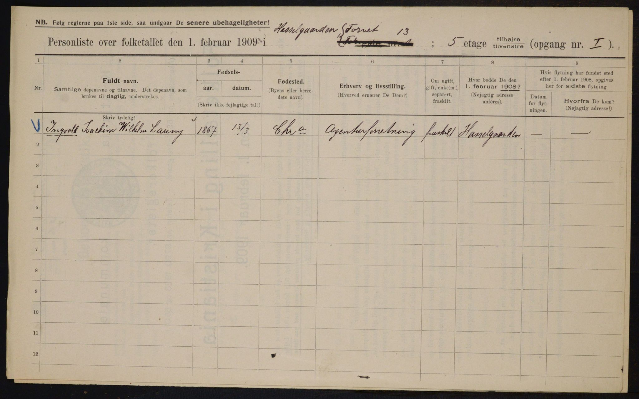 OBA, Municipal Census 1909 for Kristiania, 1909, p. 93766