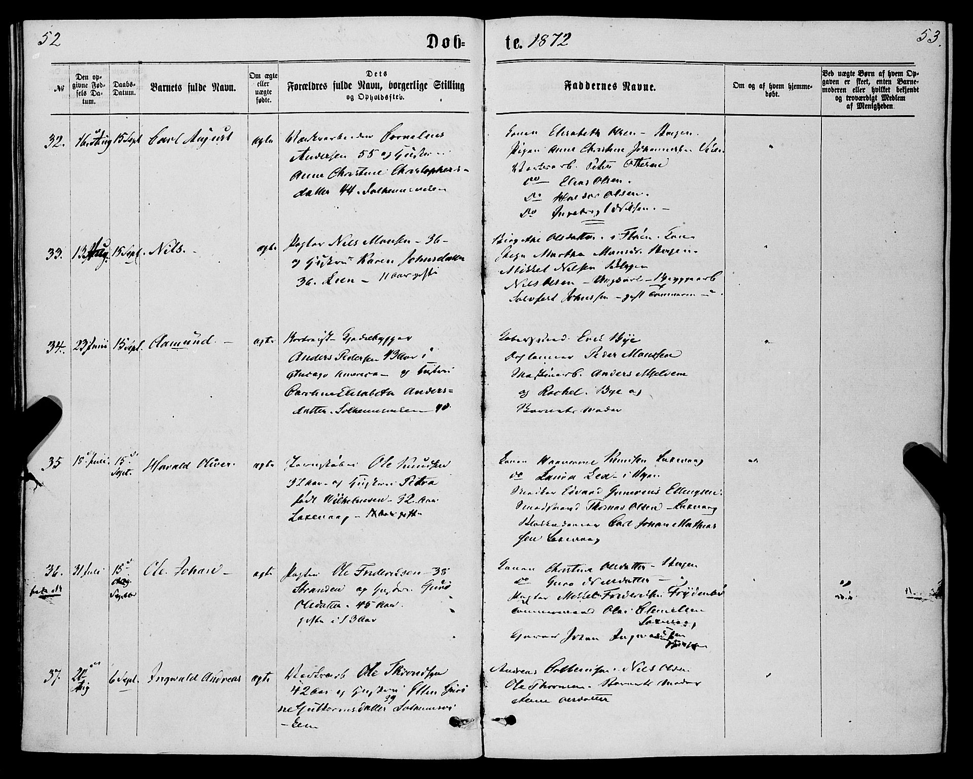 St. Jørgens hospital og Årstad sokneprestembete, AV/SAB-A-99934: Parish register (official) no. A 6, 1870-1878, p. 52-53