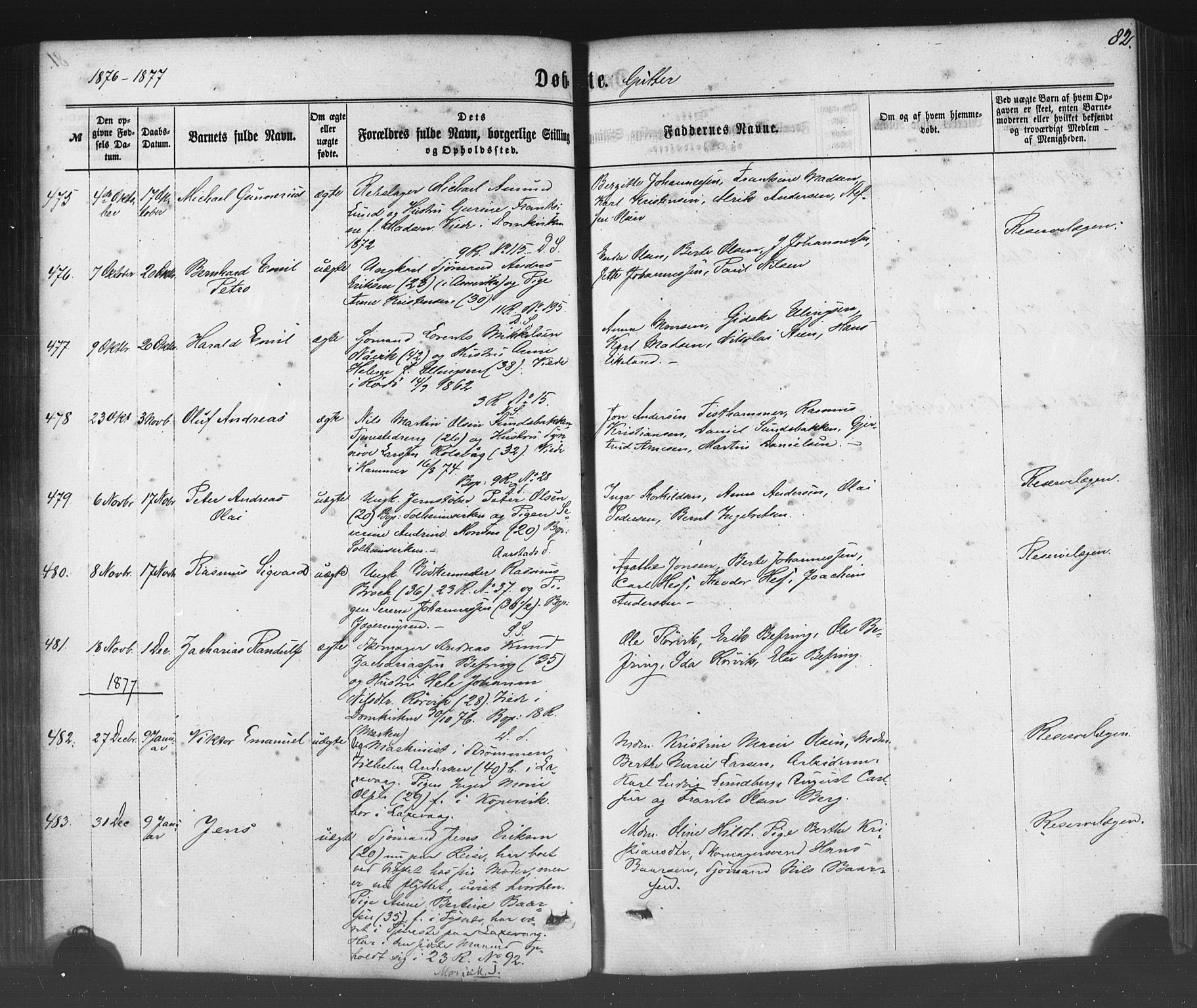 Fødselsstiftelsens sokneprestembete*, SAB/-: Parish register (official) no. A 1, 1863-1883, p. 82