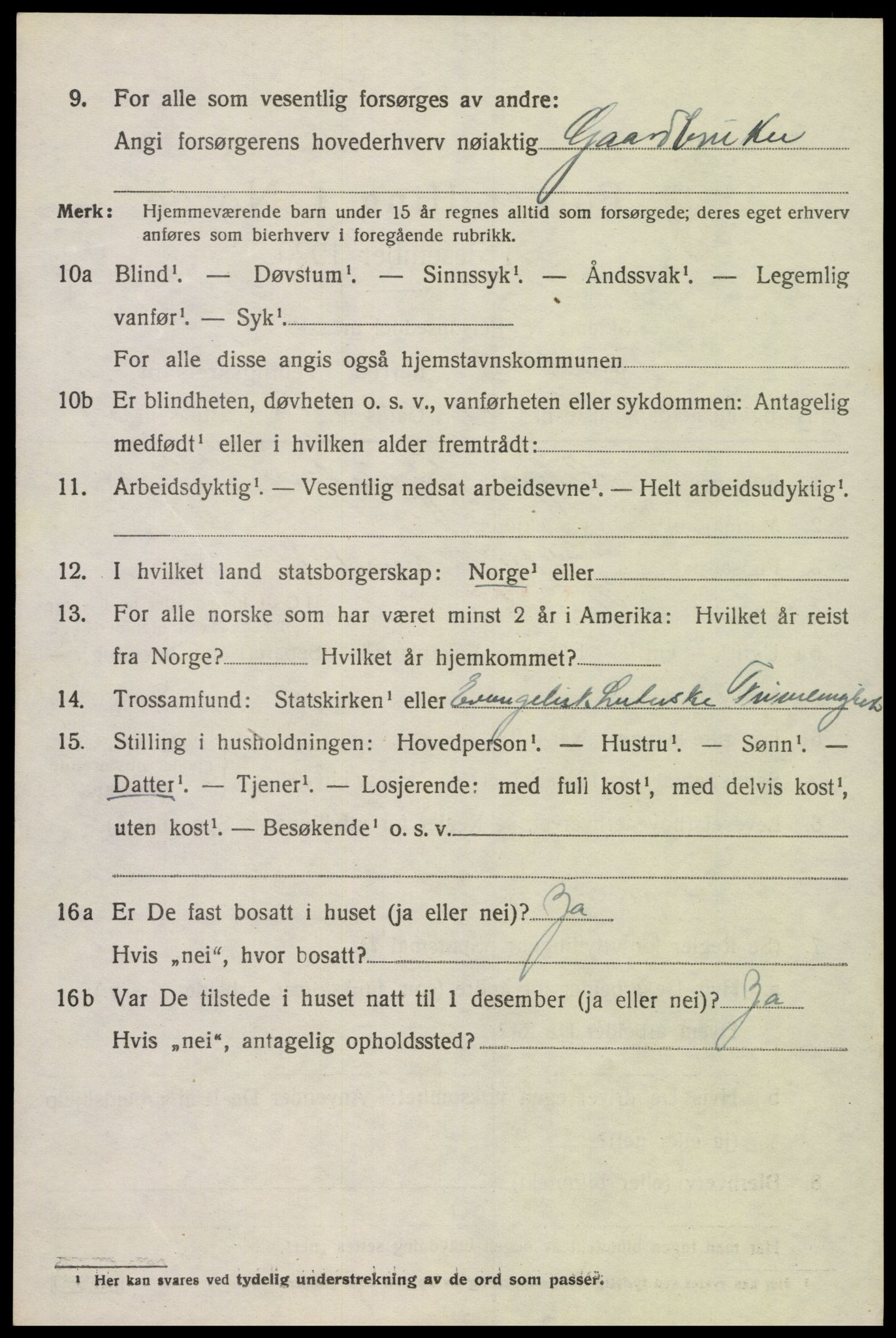 SAK, 1920 census for Tveit, 1920, p. 3195