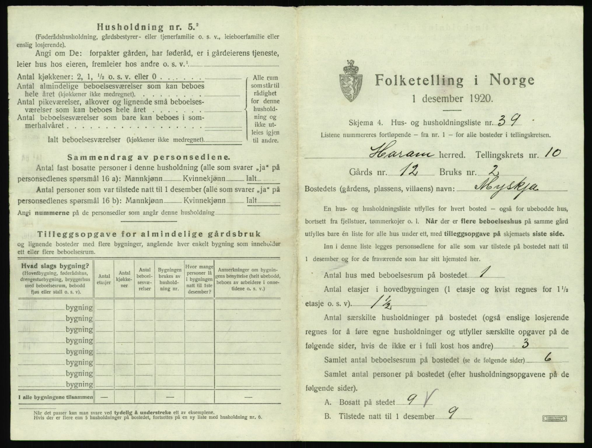 SAT, 1920 census for Haram, 1920, p. 749