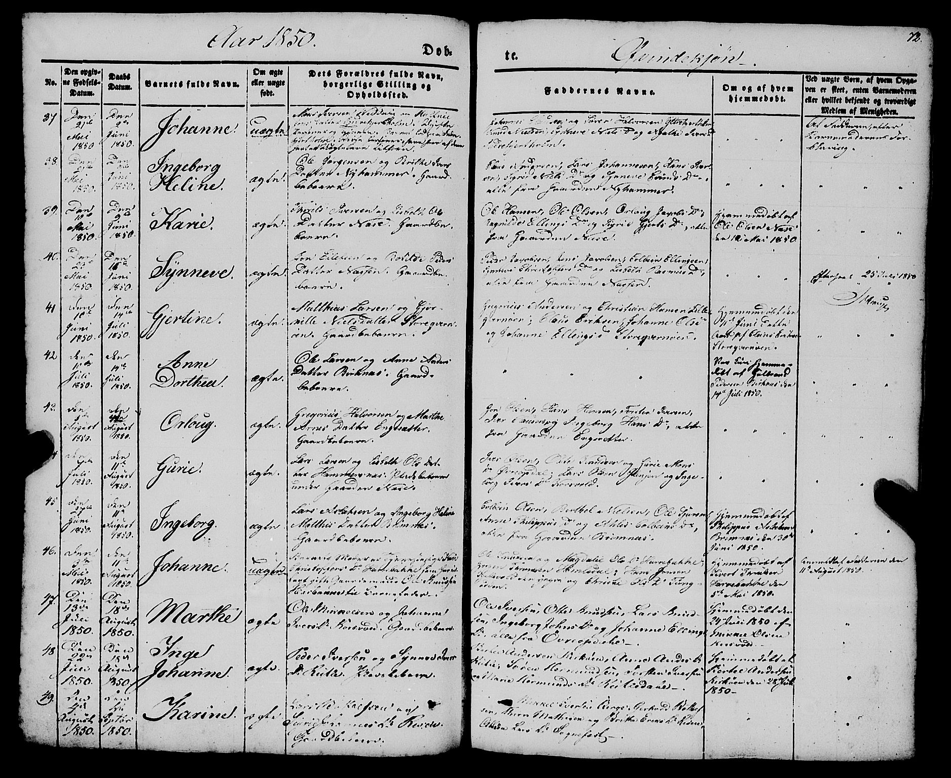 Gulen sokneprestembete, AV/SAB-A-80201/H/Haa/Haaa/L0021: Parish register (official) no. A 21, 1848-1858, p. 72