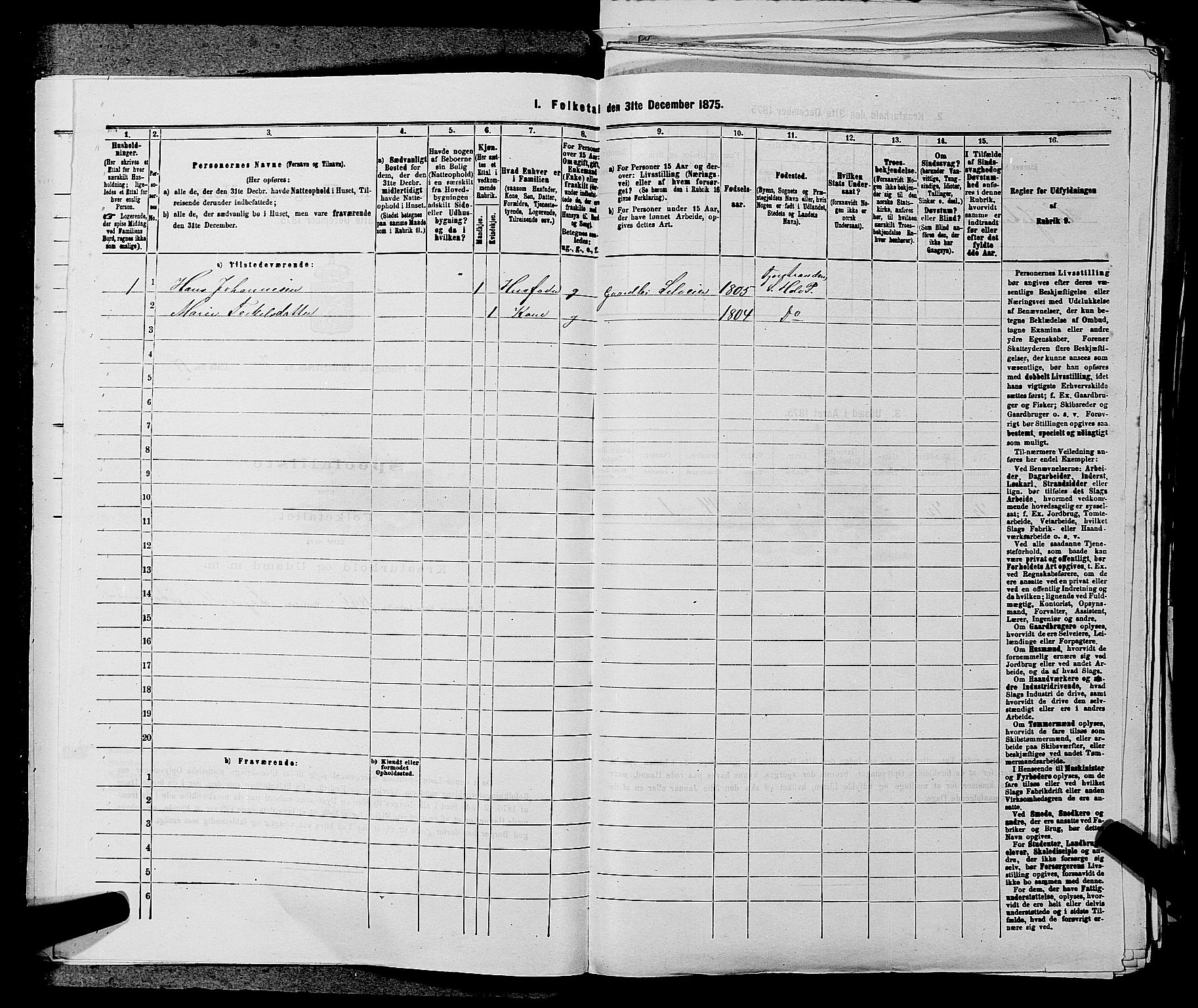 SAKO, 1875 census for 0612P Hole, 1875, p. 1182