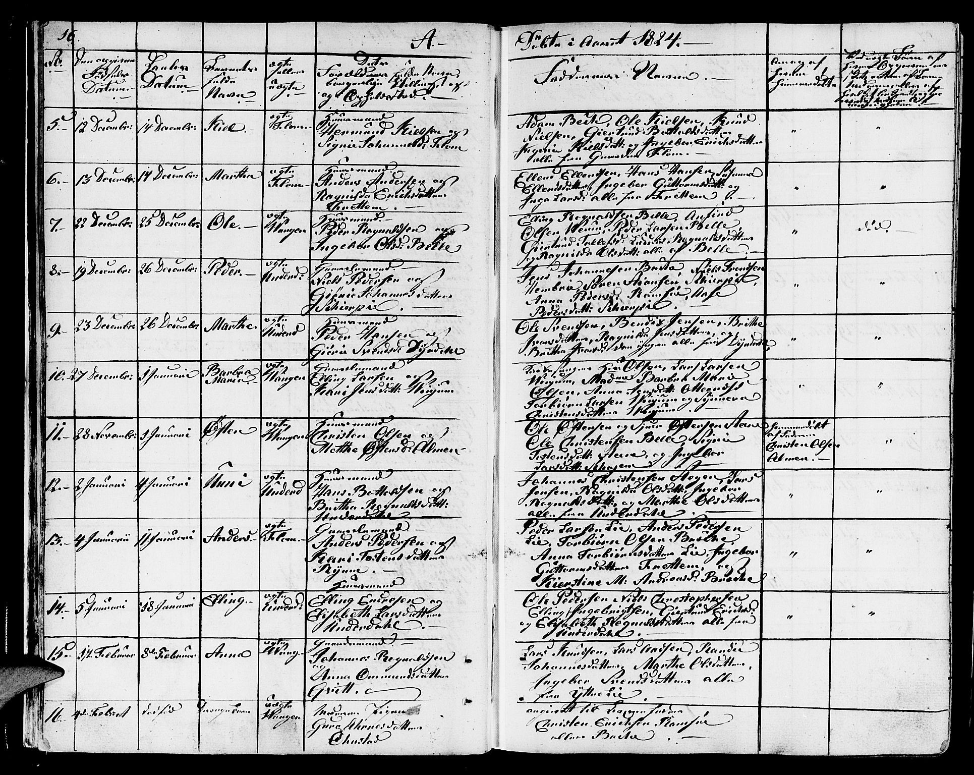 Aurland sokneprestembete, SAB/A-99937/H/Ha/Haa/L0006: Parish register (official) no. A 6, 1821-1859, p. 16