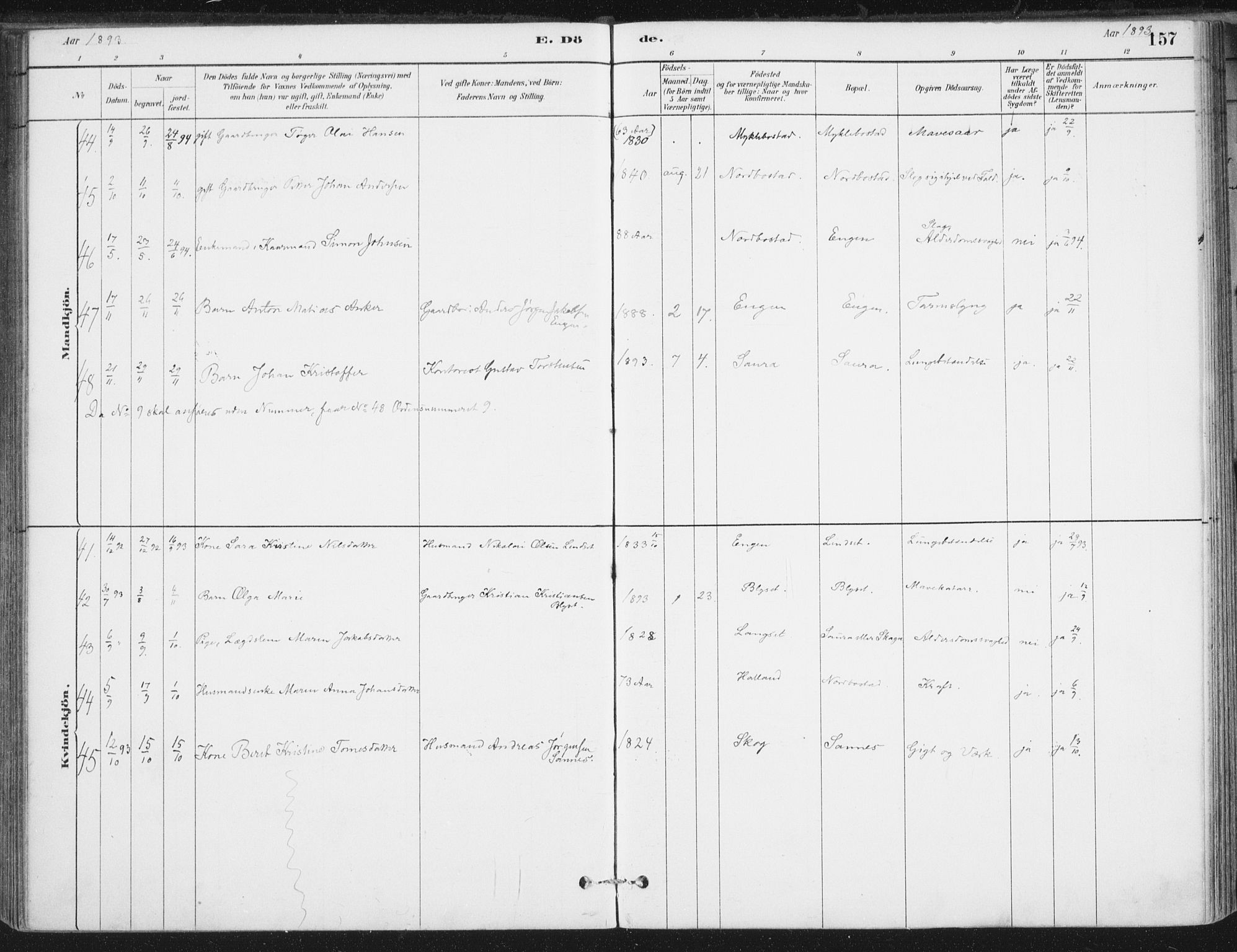 Ministerialprotokoller, klokkerbøker og fødselsregistre - Nordland, AV/SAT-A-1459/838/L0553: Parish register (official) no. 838A11, 1880-1910, p. 157