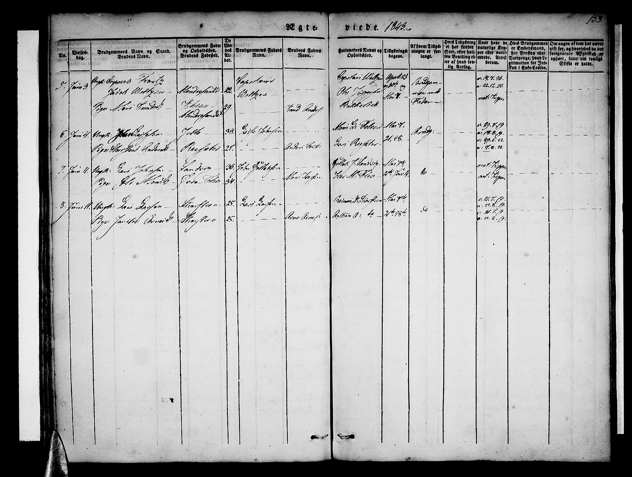 Stryn Sokneprestembete, AV/SAB-A-82501: Parish register (official) no. A 1, 1832-1845, p. 153