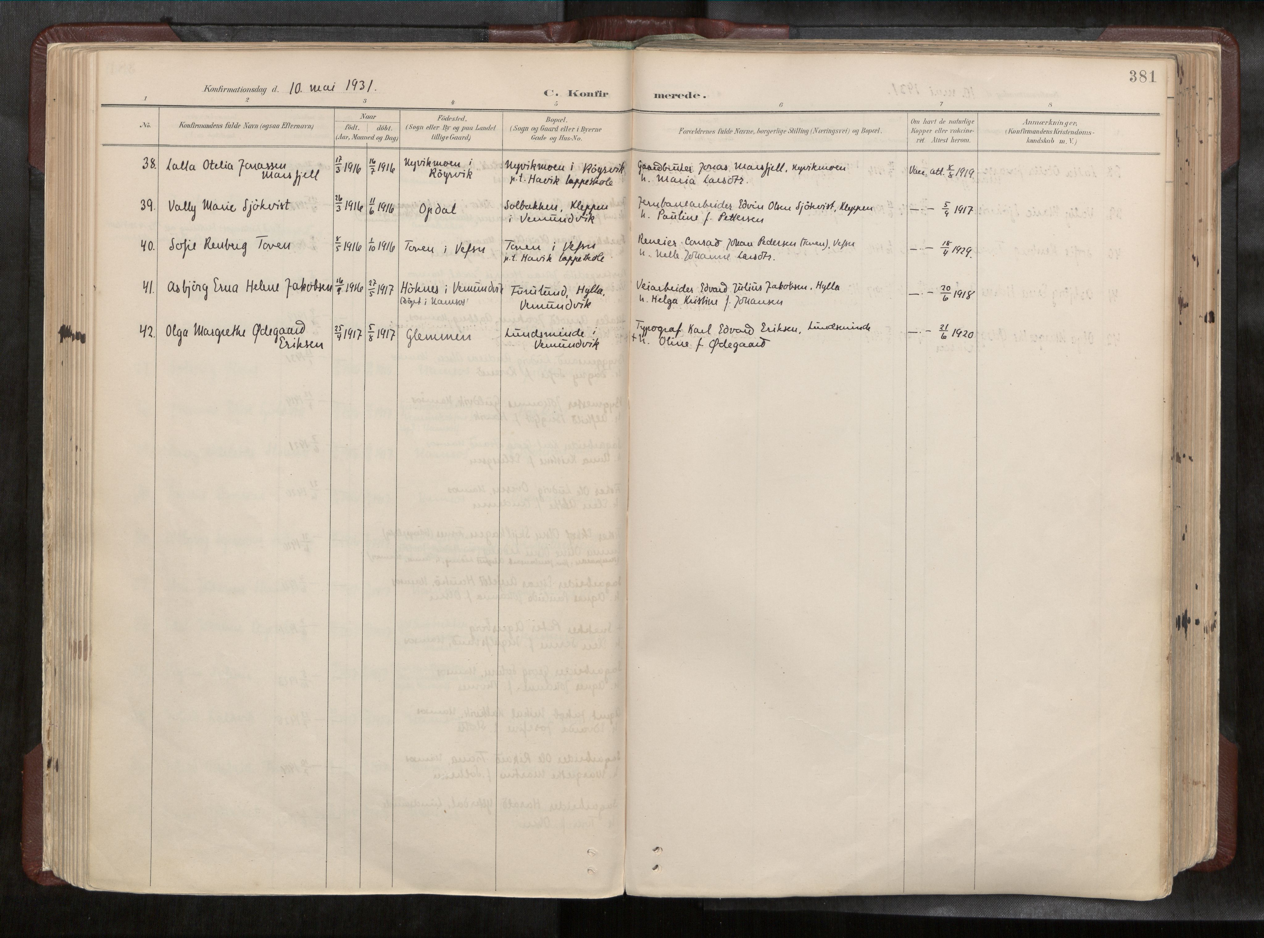 Ministerialprotokoller, klokkerbøker og fødselsregistre - Nord-Trøndelag, AV/SAT-A-1458/768/L0579a: Parish register (official) no. 768A14, 1887-1931, p. 381