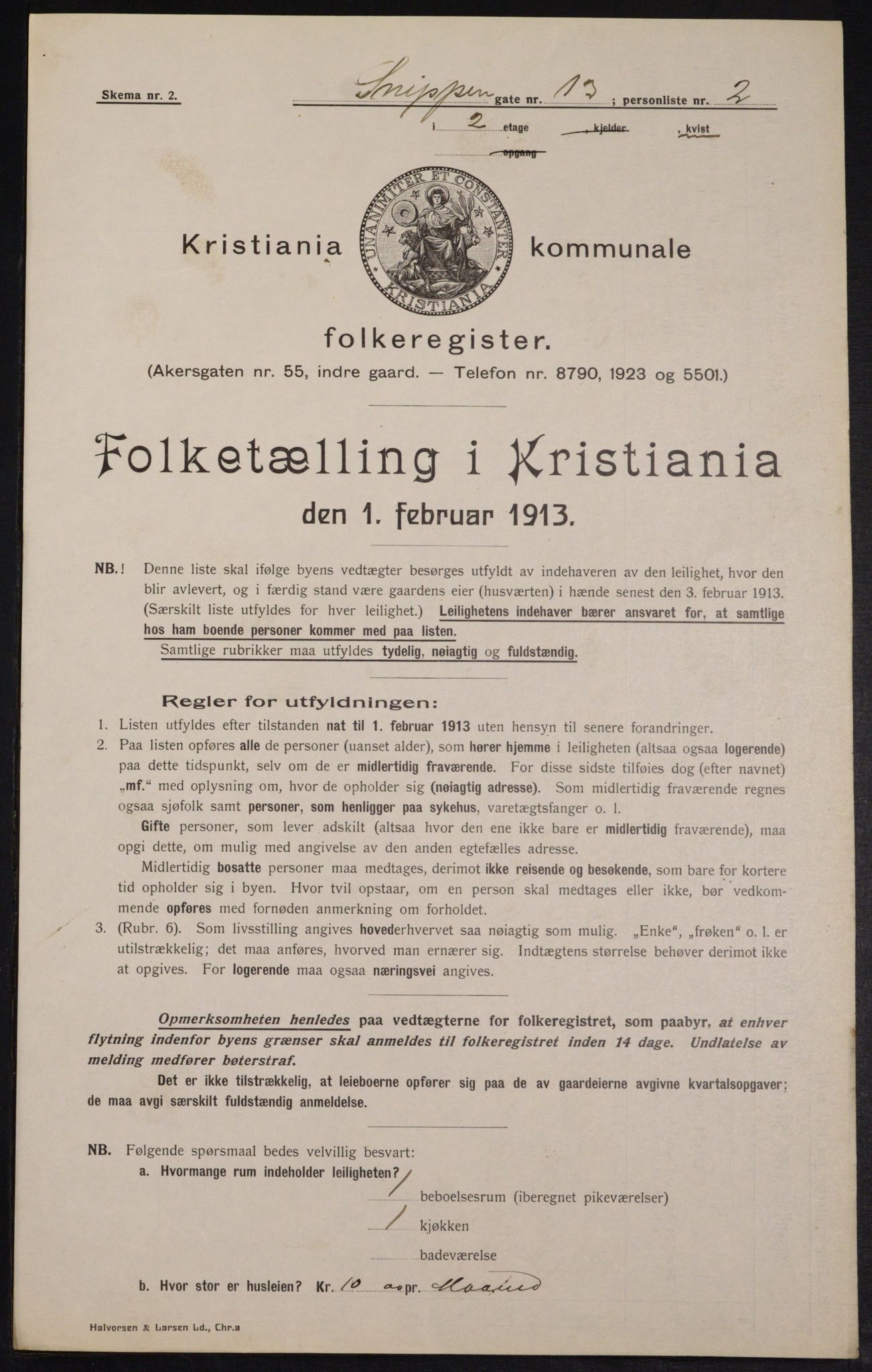 OBA, Municipal Census 1913 for Kristiania, 1913, p. 98112