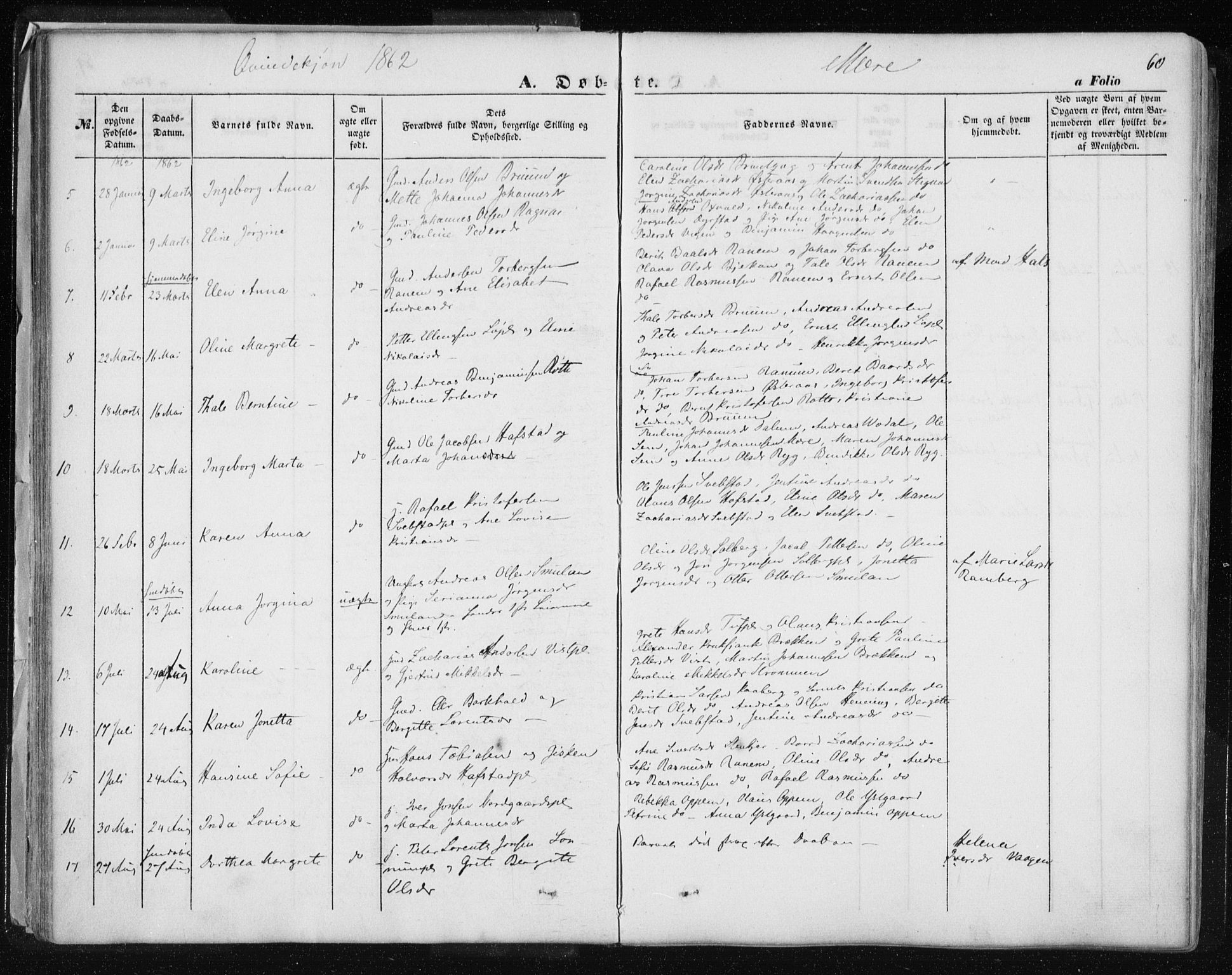 Ministerialprotokoller, klokkerbøker og fødselsregistre - Nord-Trøndelag, SAT/A-1458/735/L0342: Parish register (official) no. 735A07 /1, 1849-1862, p. 60