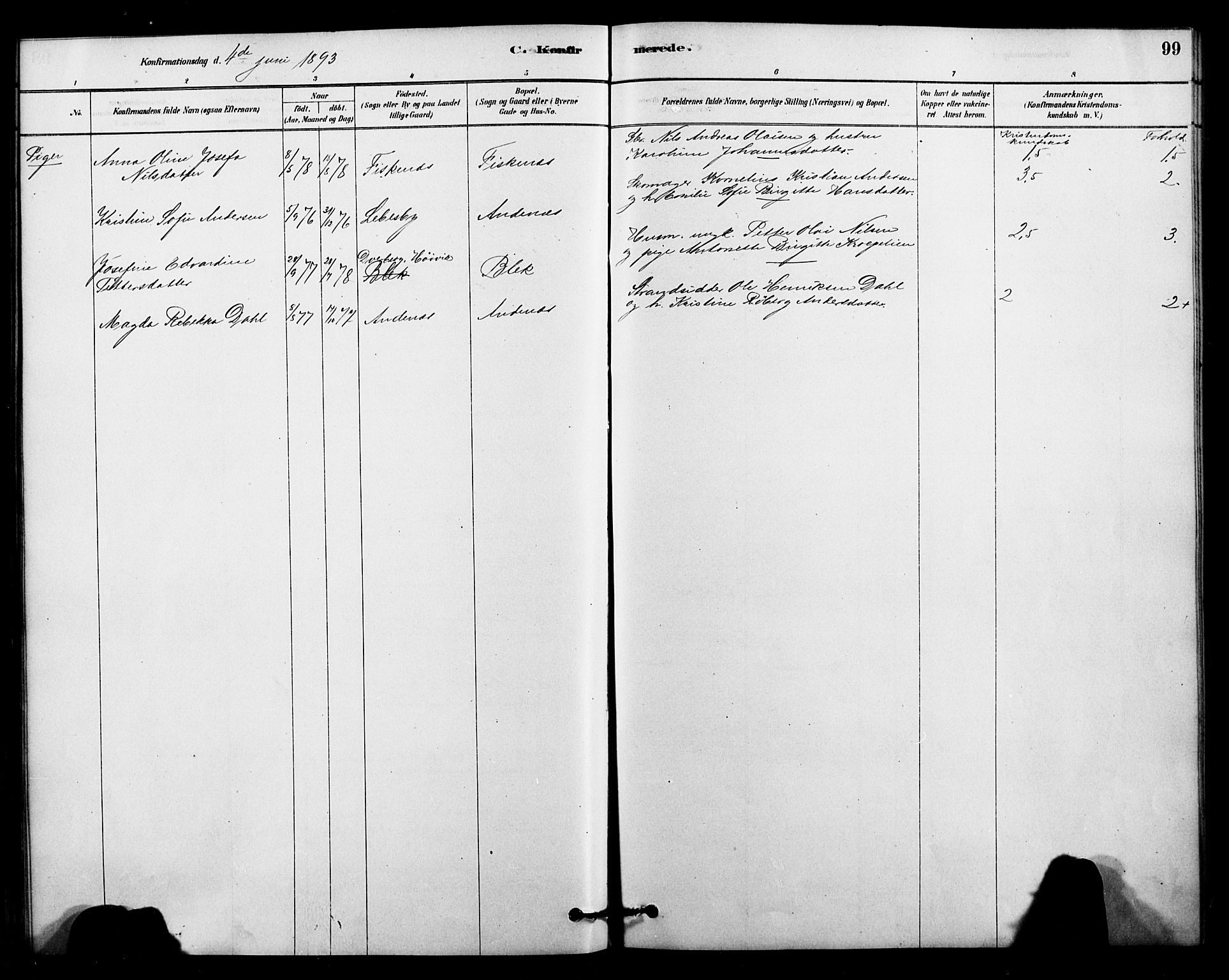 Ministerialprotokoller, klokkerbøker og fødselsregistre - Nordland, AV/SAT-A-1459/899/L1436: Parish register (official) no. 899A04, 1881-1896, p. 99