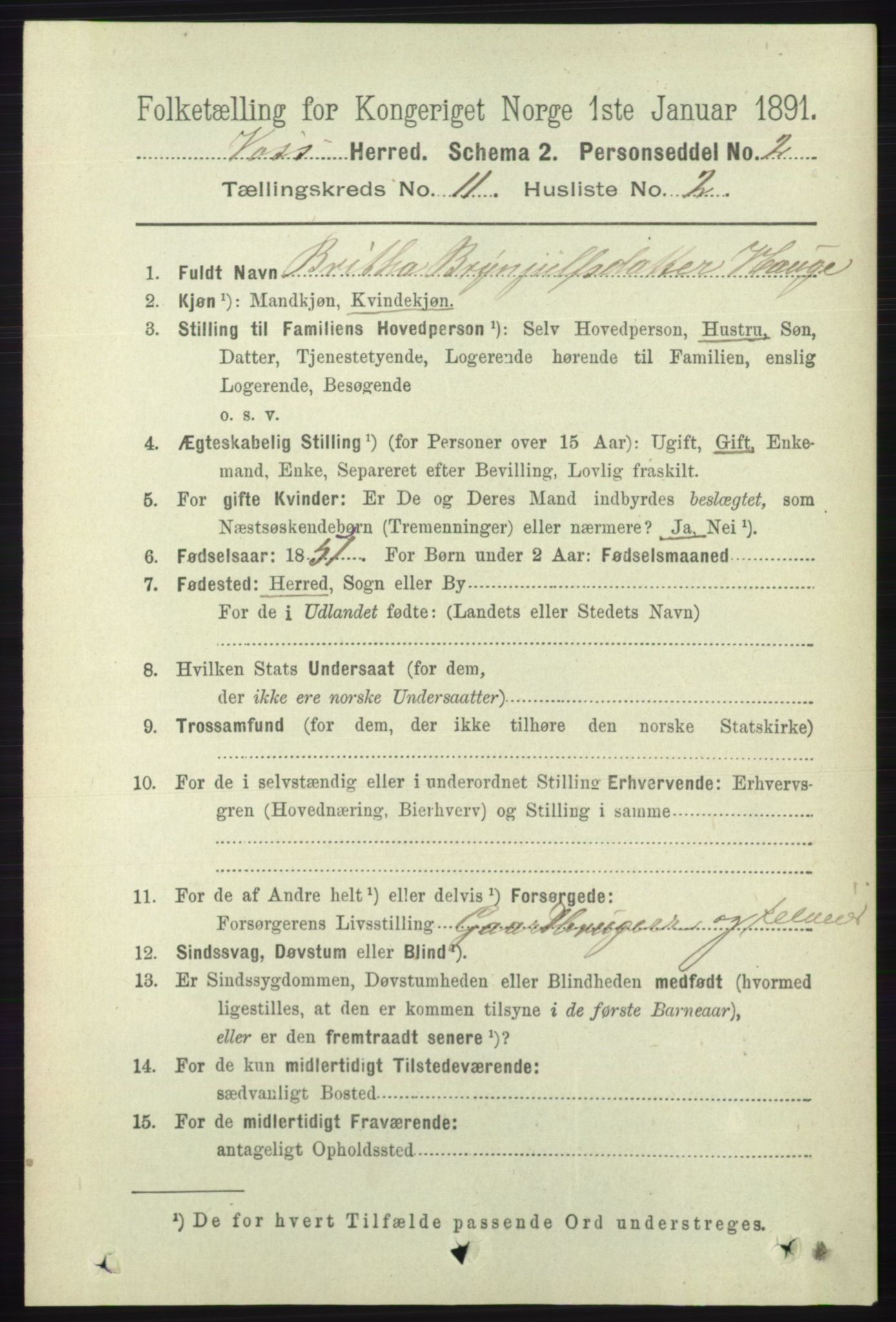 RA, 1891 census for 1235 Voss, 1891, p. 5838