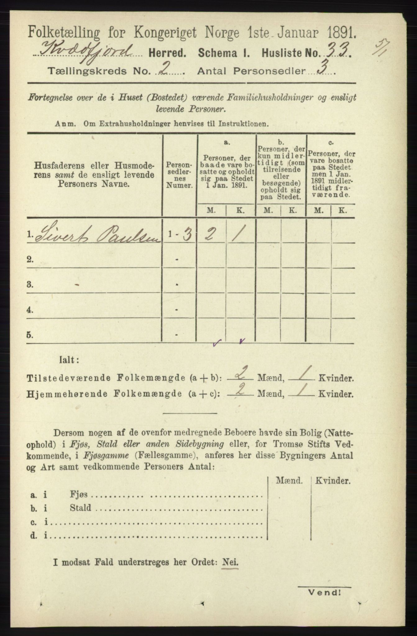 RA, 1891 census for 1911 Kvæfjord, 1891, p. 660