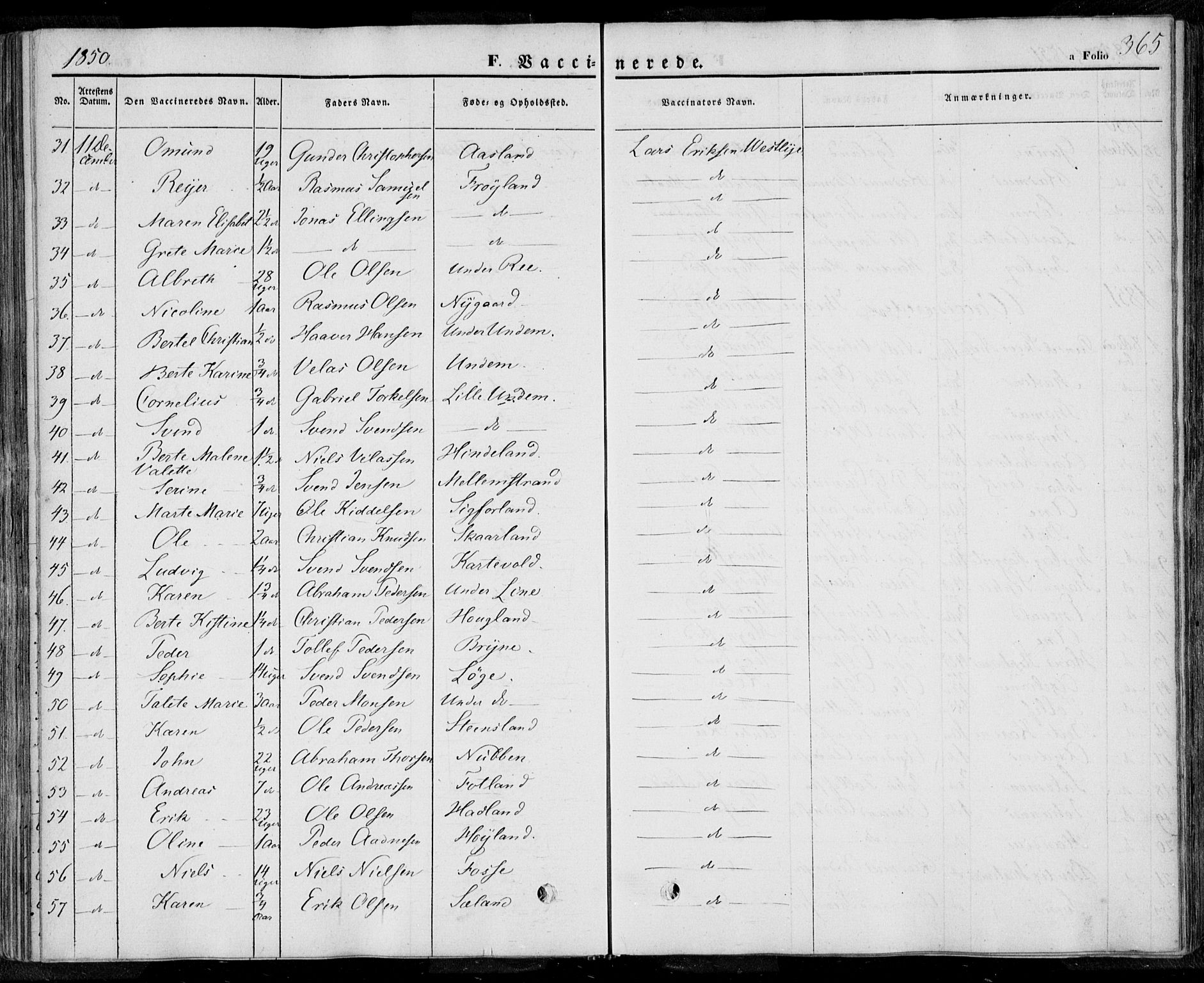 Lye sokneprestkontor, AV/SAST-A-101794/001/30BA/L0006: Parish register (official) no. A 5.2, 1842-1855, p. 365