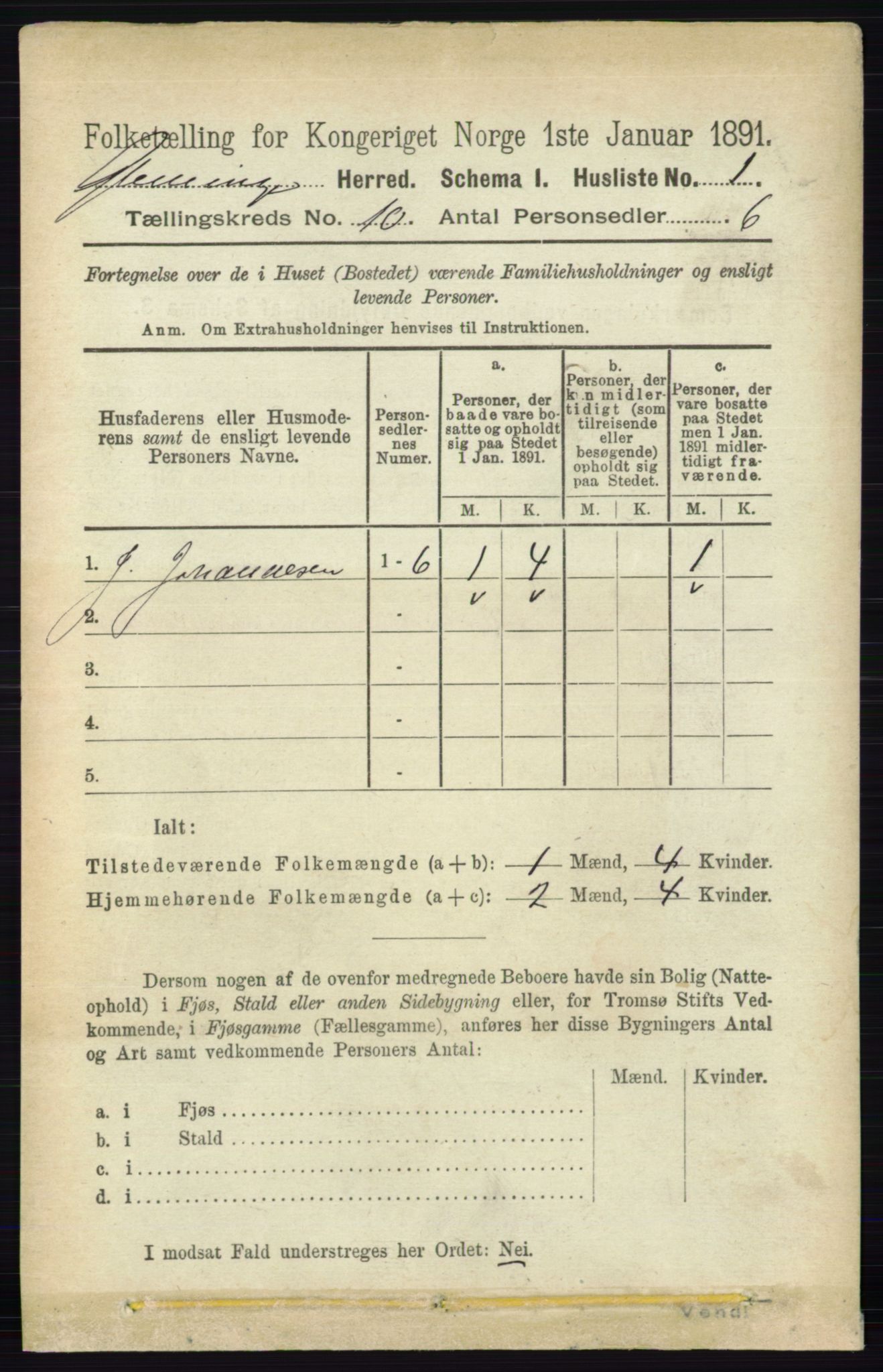 RA, 1891 census for 0132 Glemmen, 1891, p. 9901